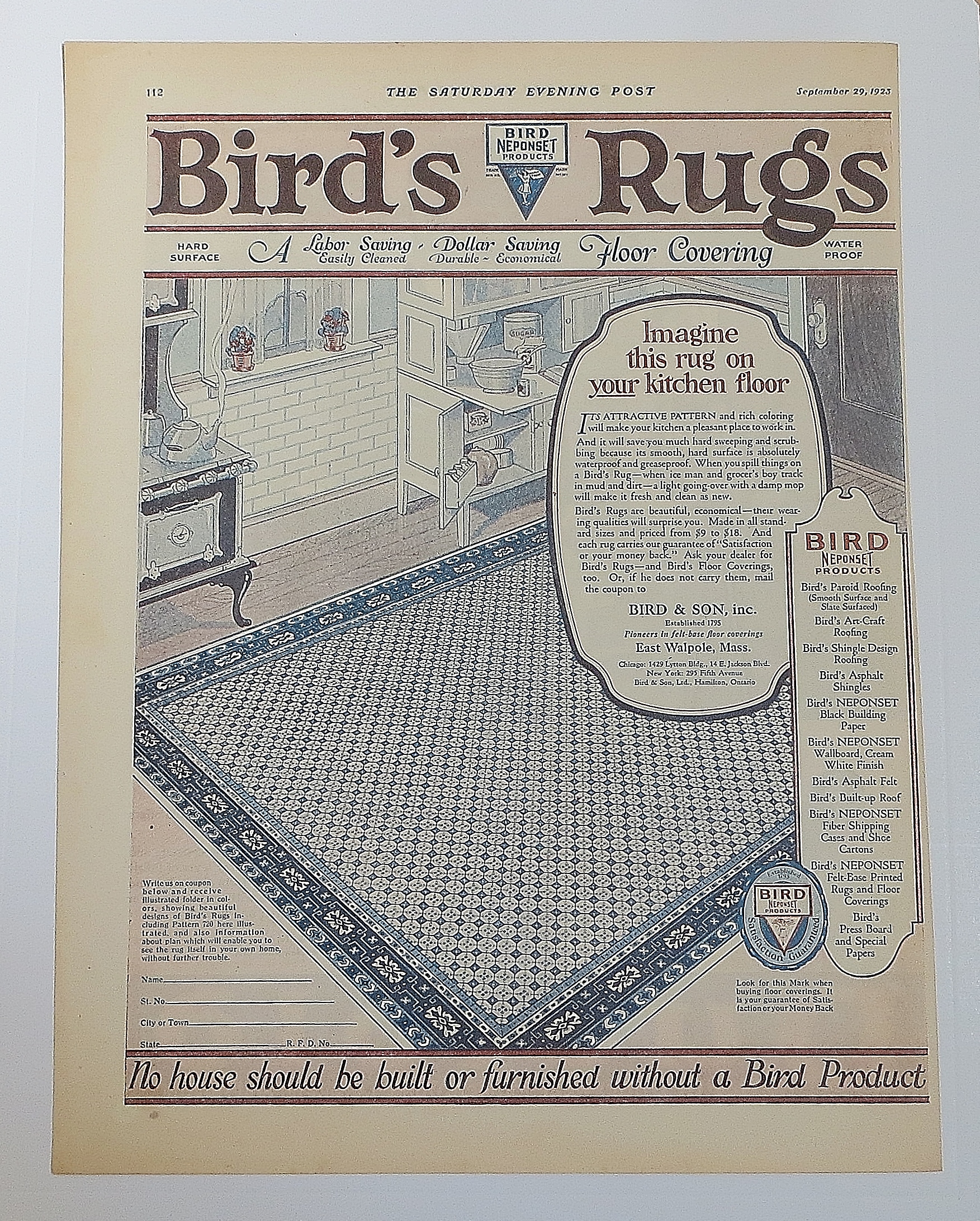 1923 Bird's Rugs With Rug In Kitchen