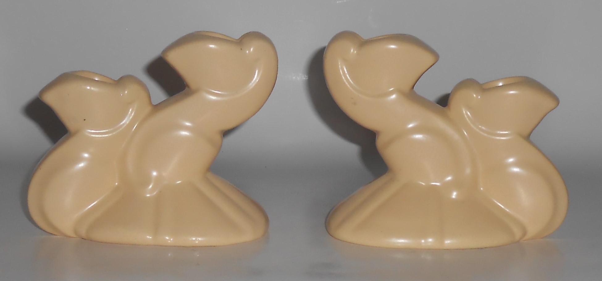 Bauer Pottery Cal-Art Ray Murray Pr Ivory Candlesticks