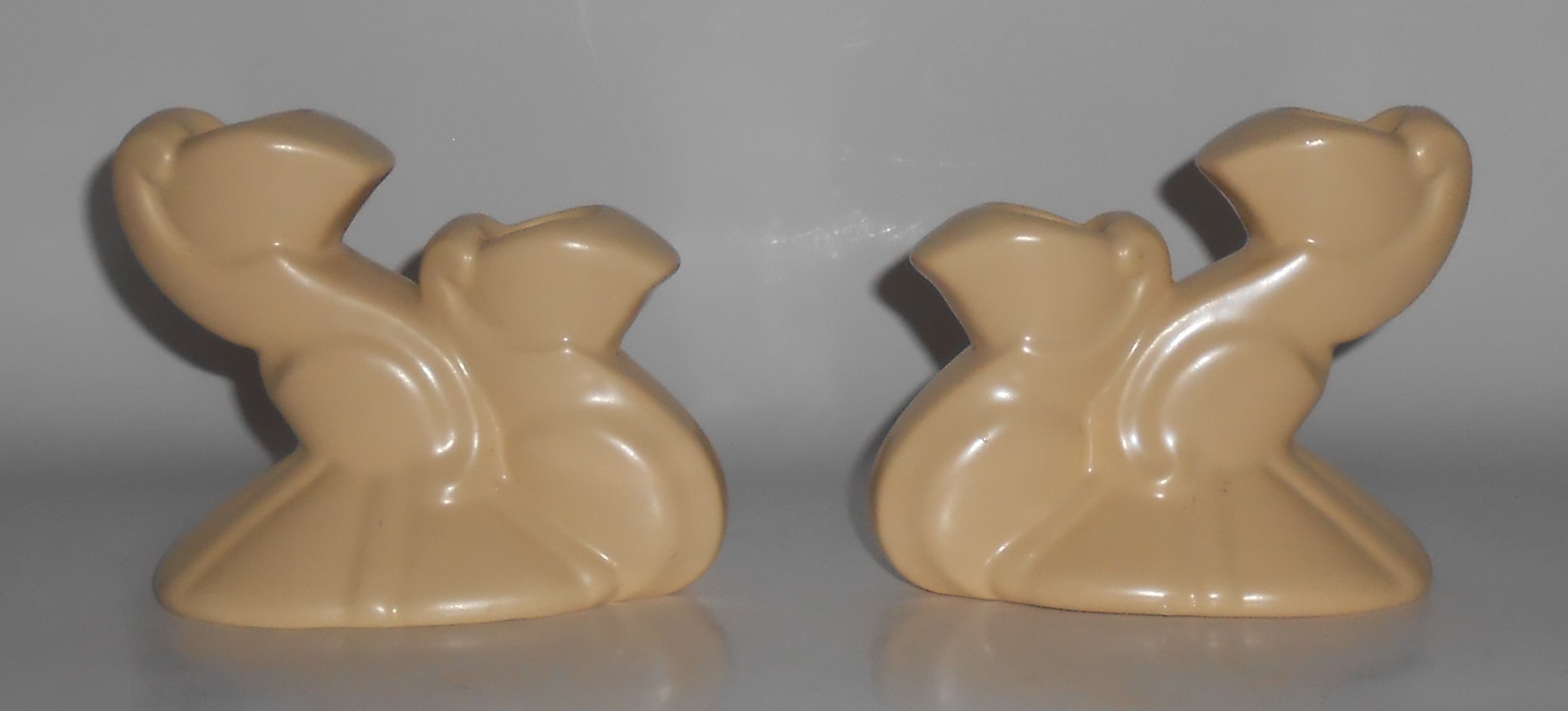 Bauer Pottery Cal-Art Ray Murray Pr Ivory Candlesticks