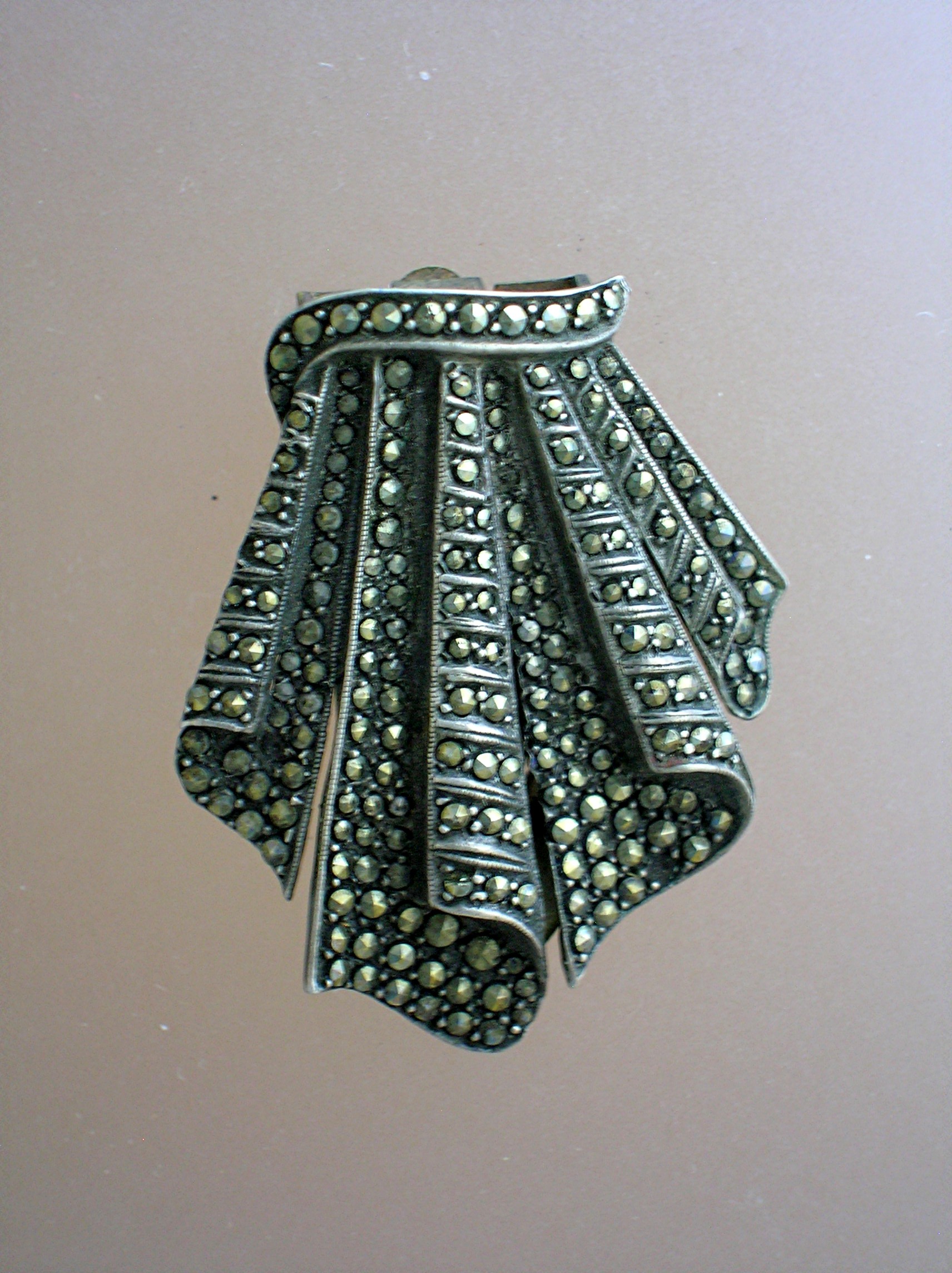Dress Clip Silver and Marquisite 1920's