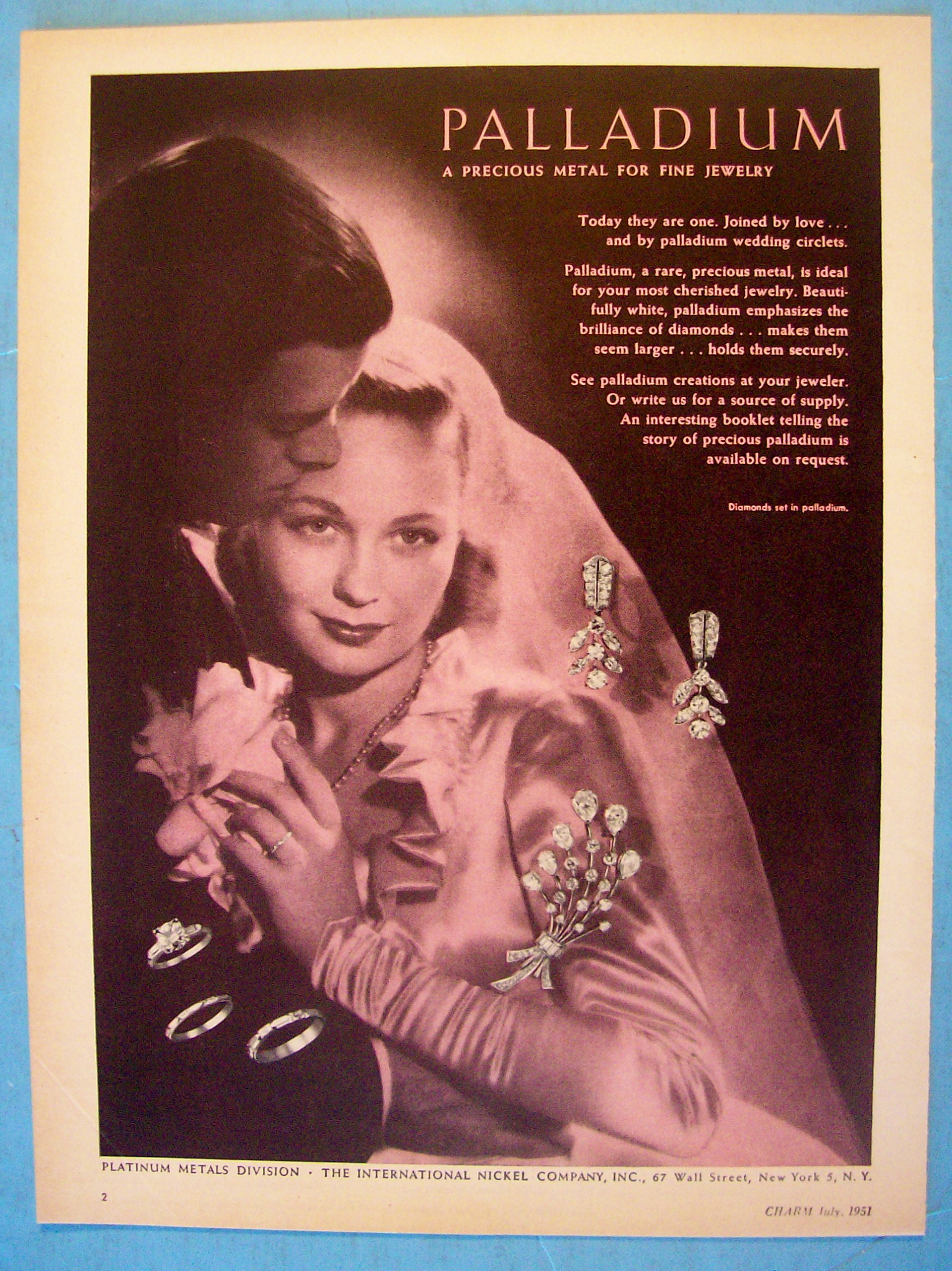 1951 Palladium Metal For Jewelry with Bride & Groom