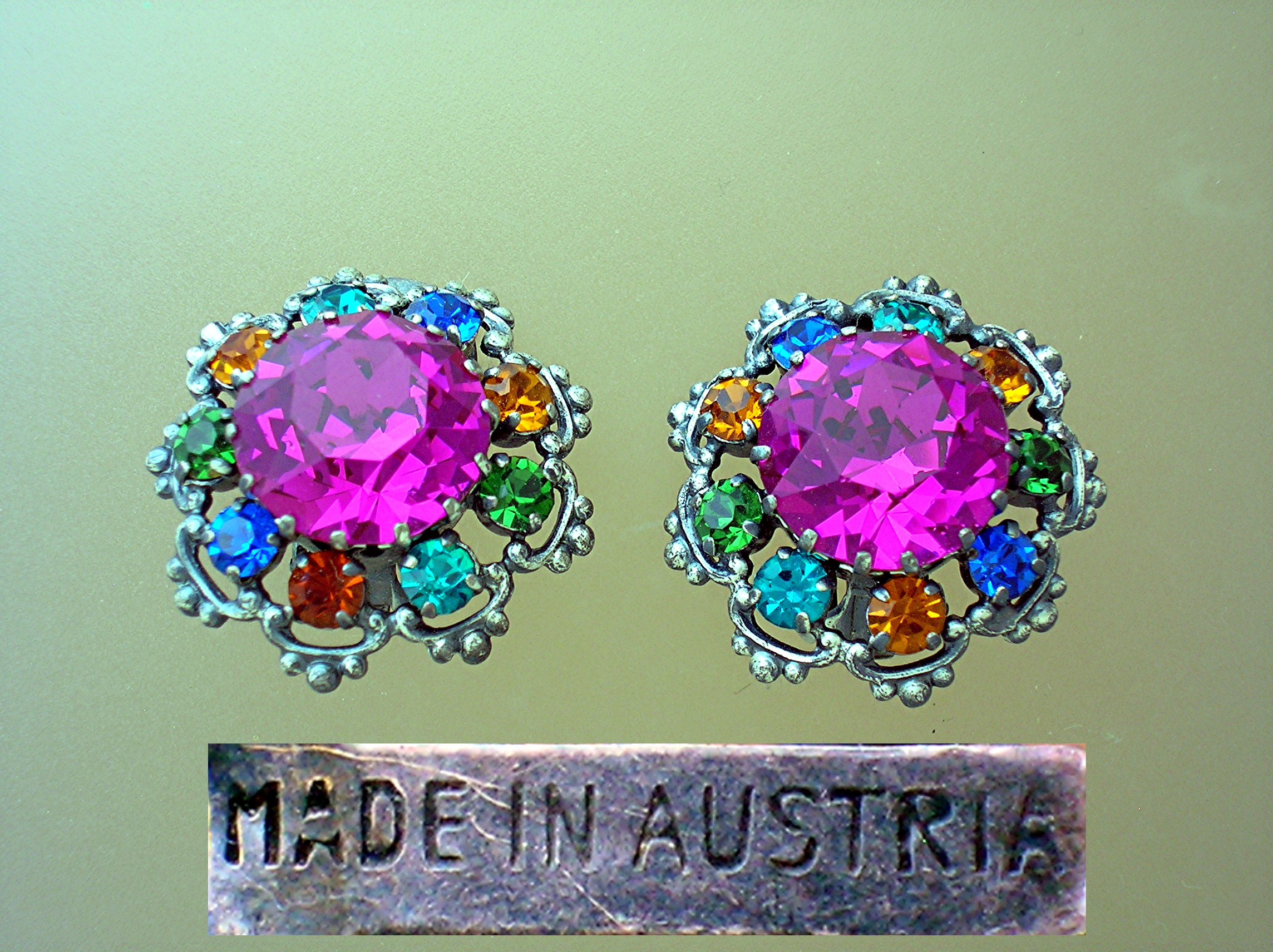 Brilliant Jewel Austrian Crystal Clip Earrings