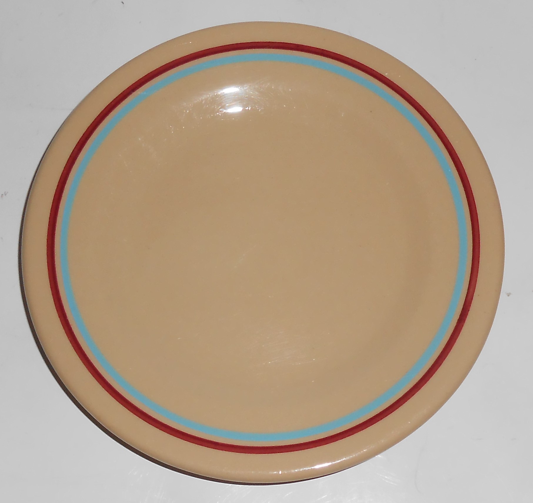 Tepco Restaurant Ware China Red & Blue Bands Plate