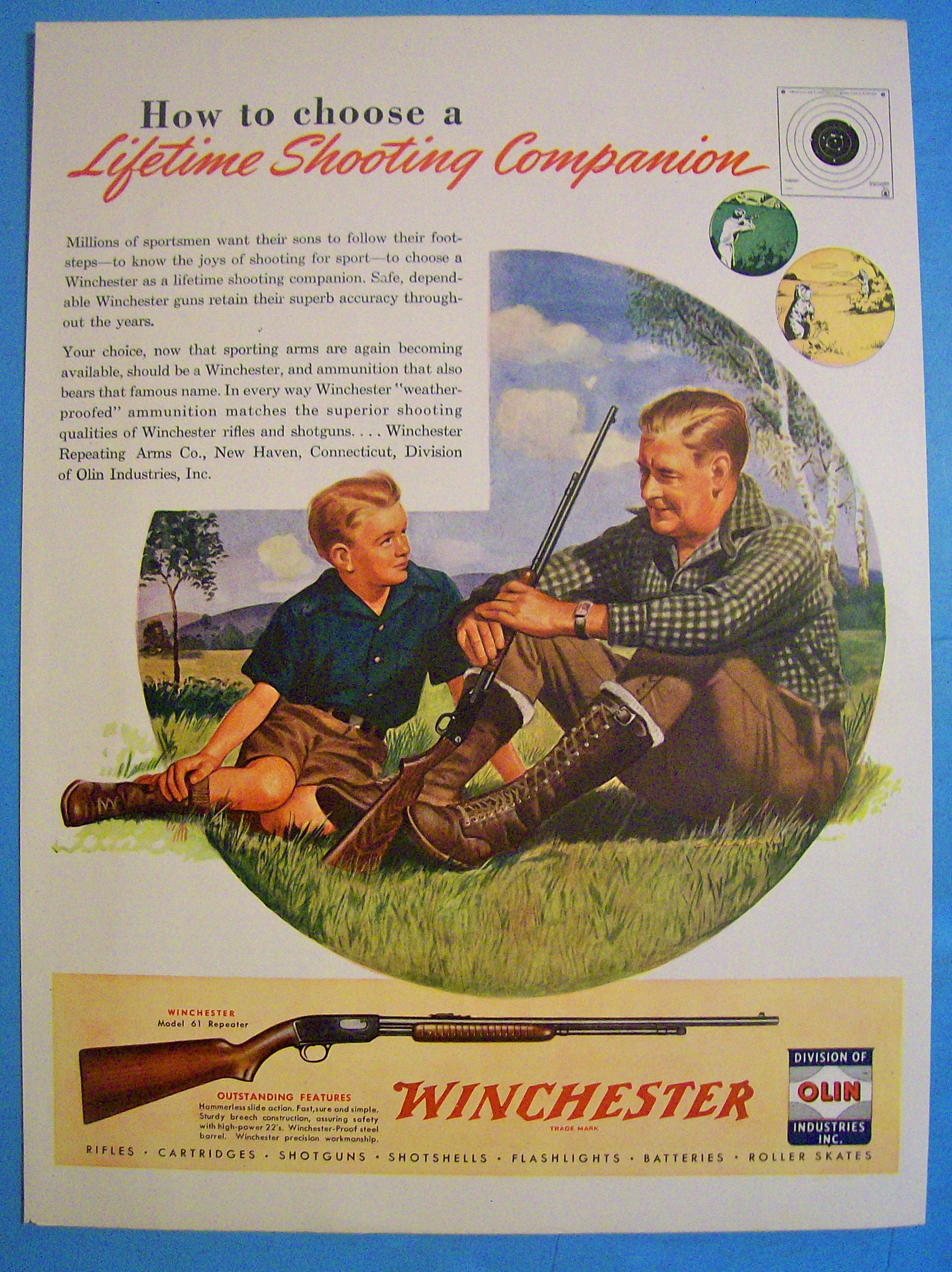 1946 Winchester With Man And Boy Hunting