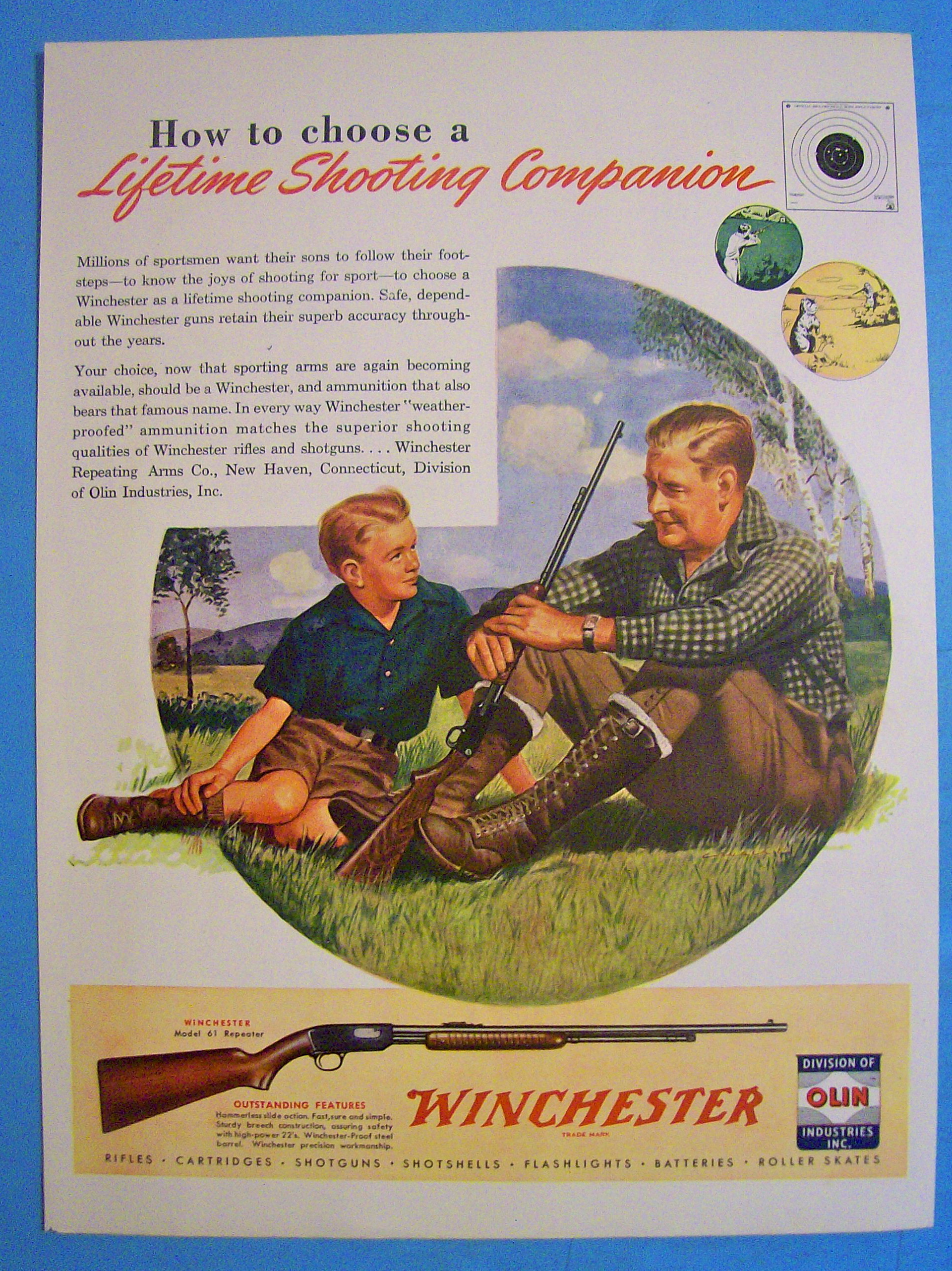 1946 Winchester With Man And Boy Hunting