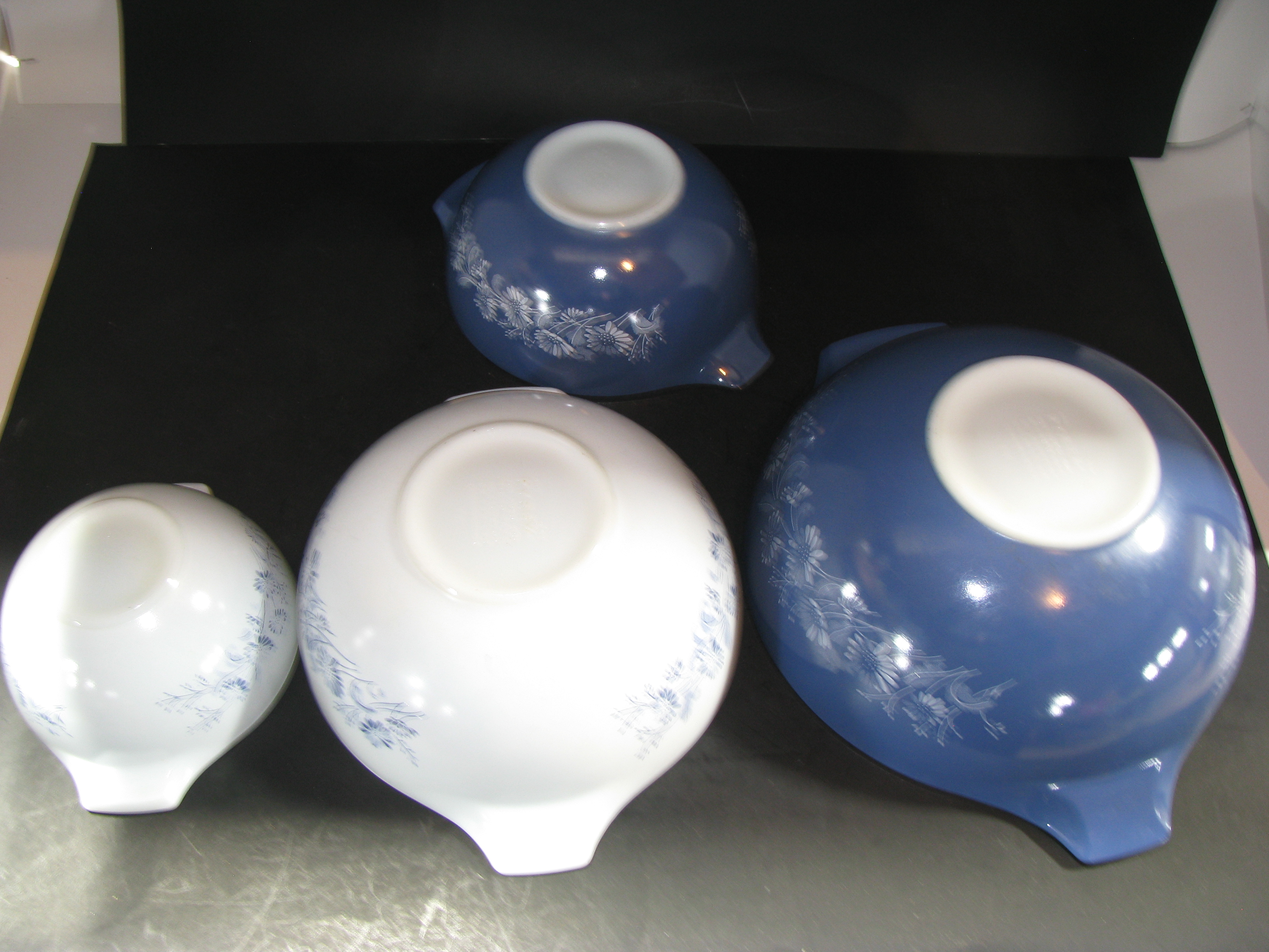 Vintage Pyrex Colonial Mist Cinderella Bowls and Box