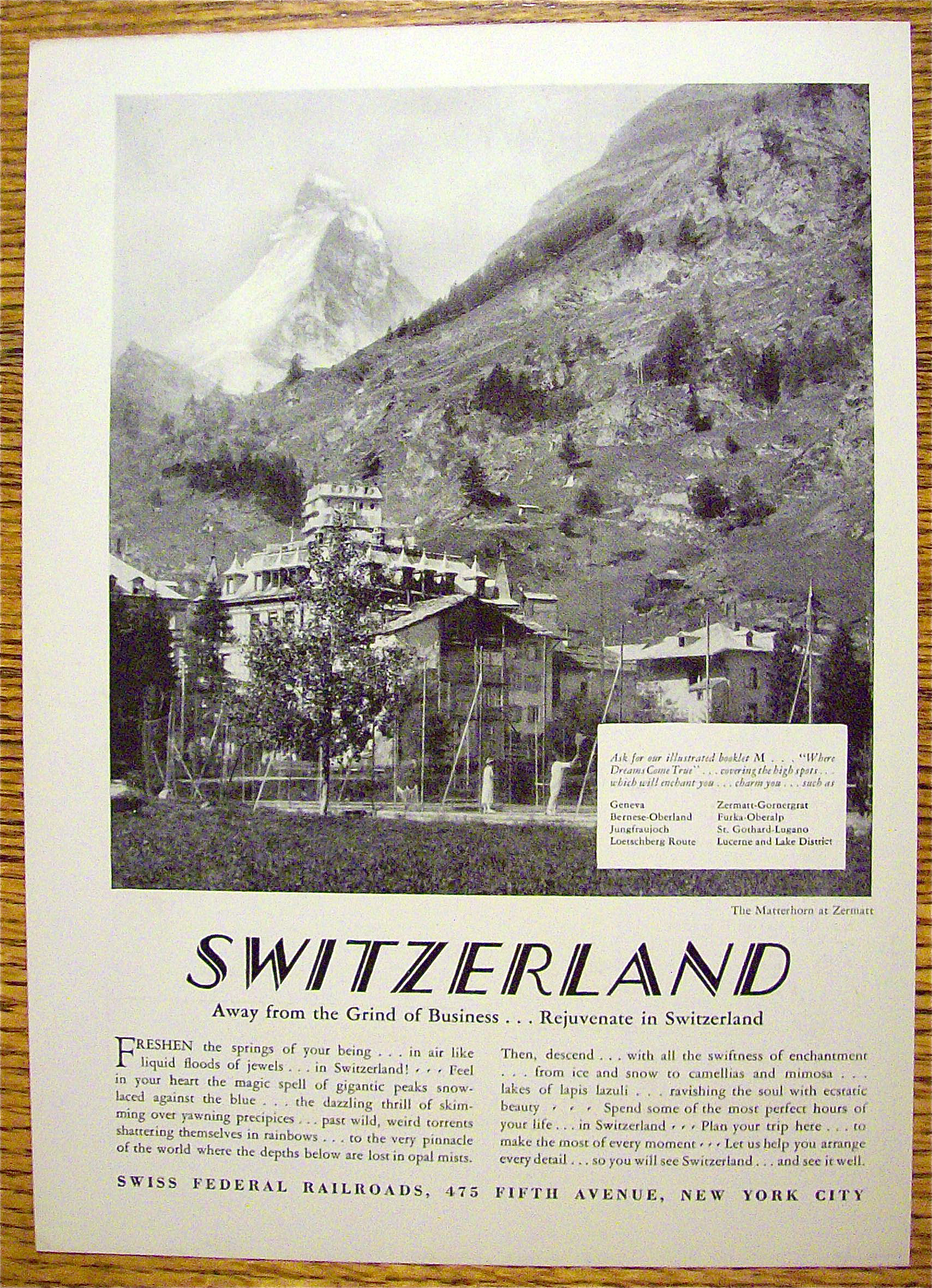 1928 Swiss Federal Railroads with Switzerland