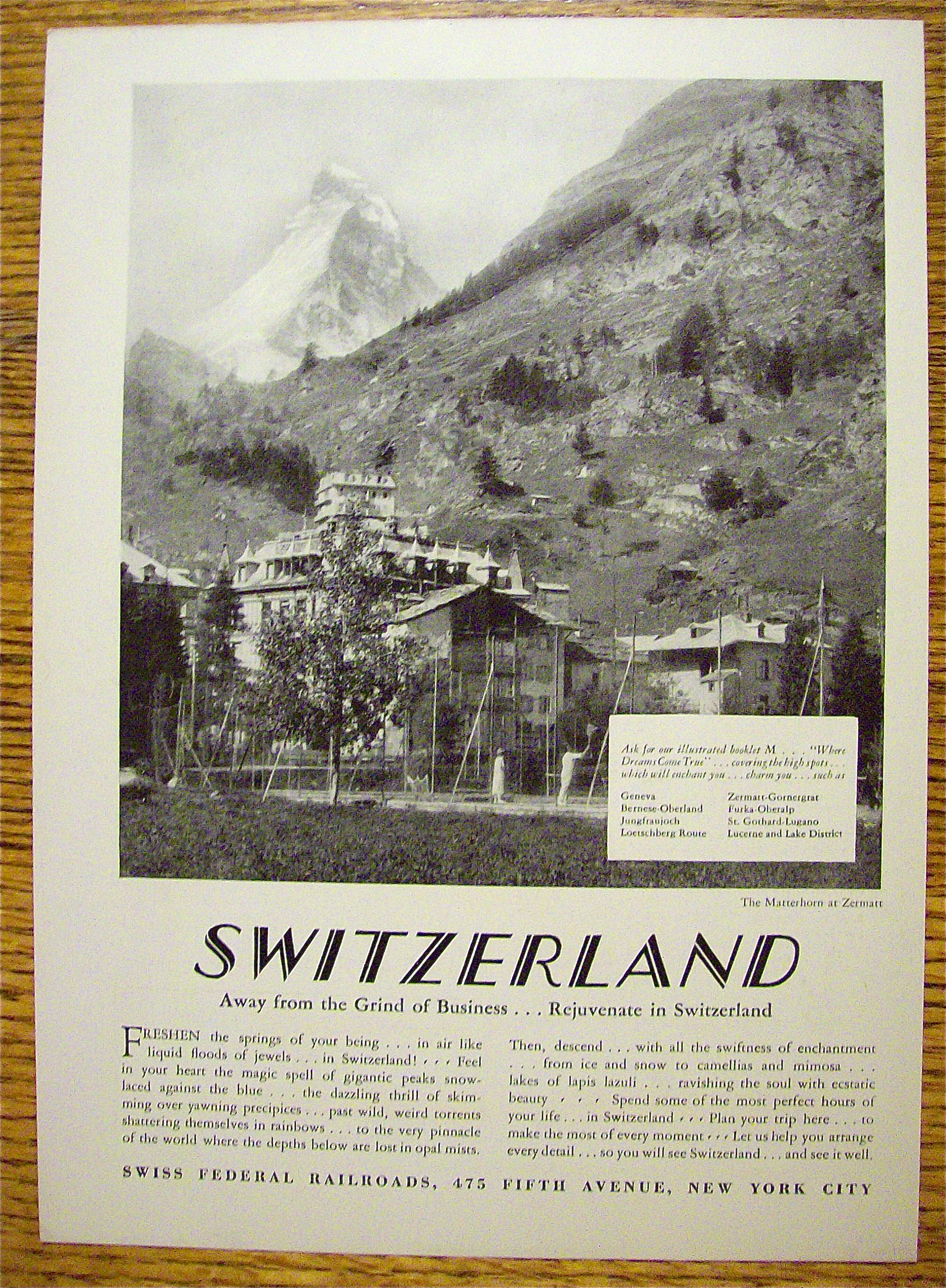 1928 Swiss Federal Railroads with Switzerland