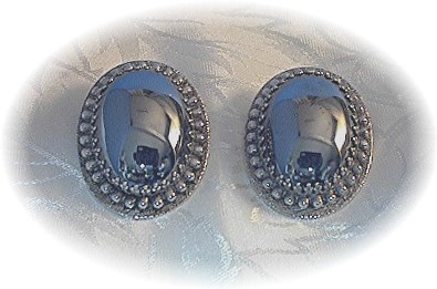 Silvertone & Hematite Whiting & Davis Clip Earrings