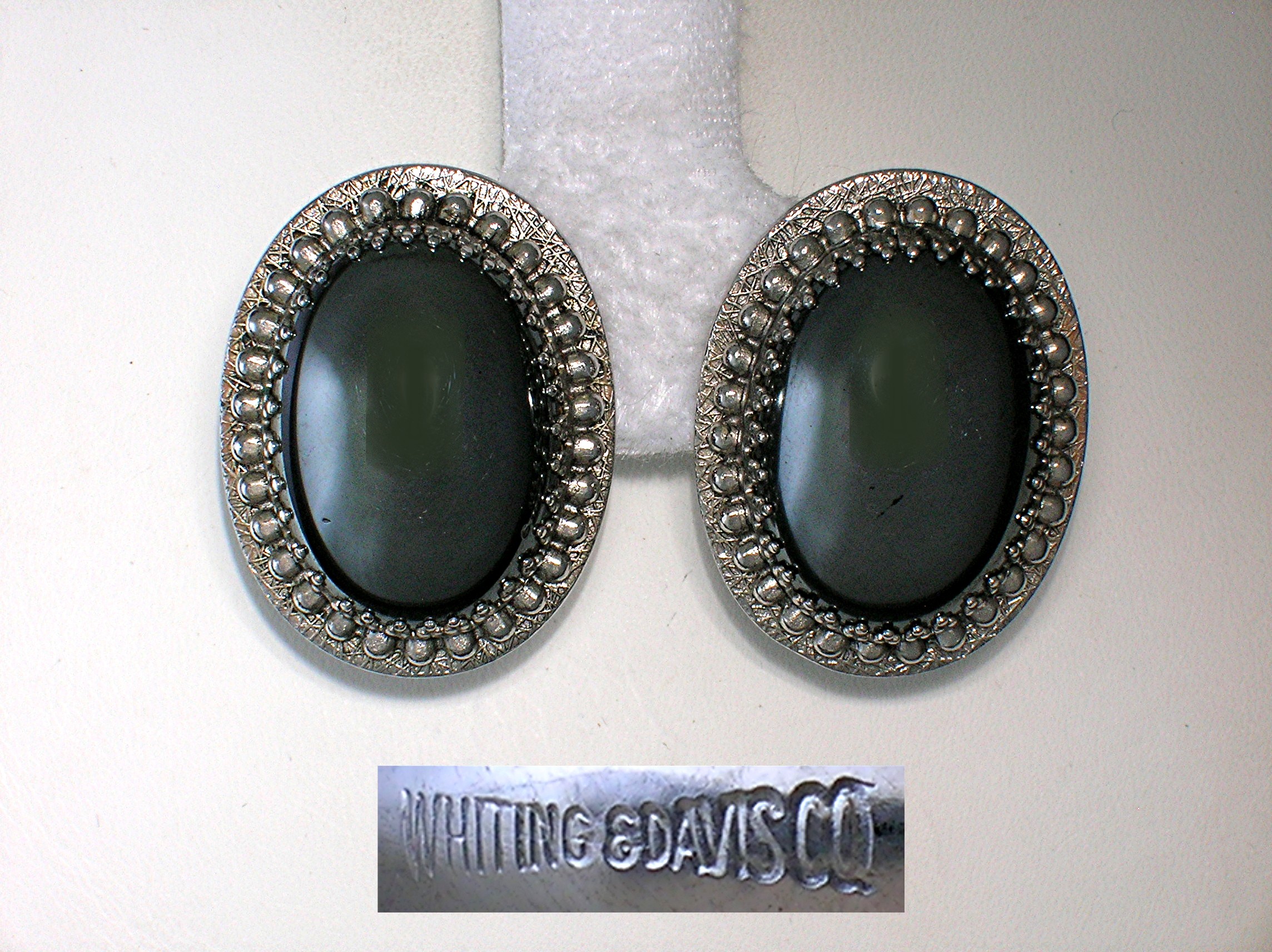 Silvertone & Hematite Whiting & Davis Clip Earrings