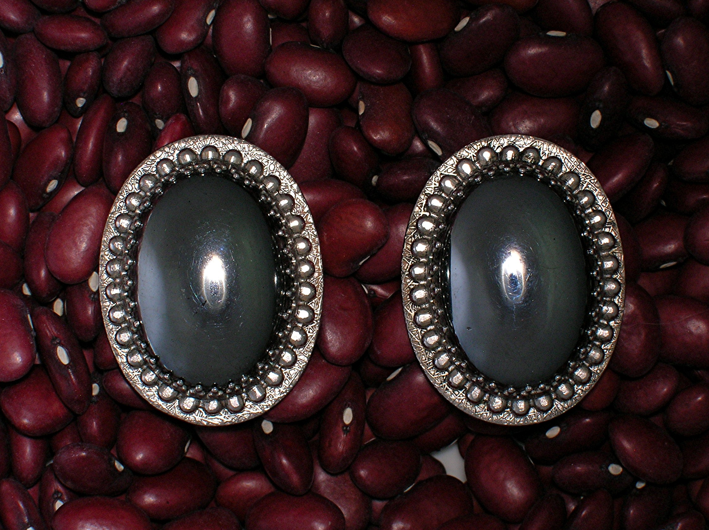 Silvertone & Hematite Whiting & Davis Clip Earrings