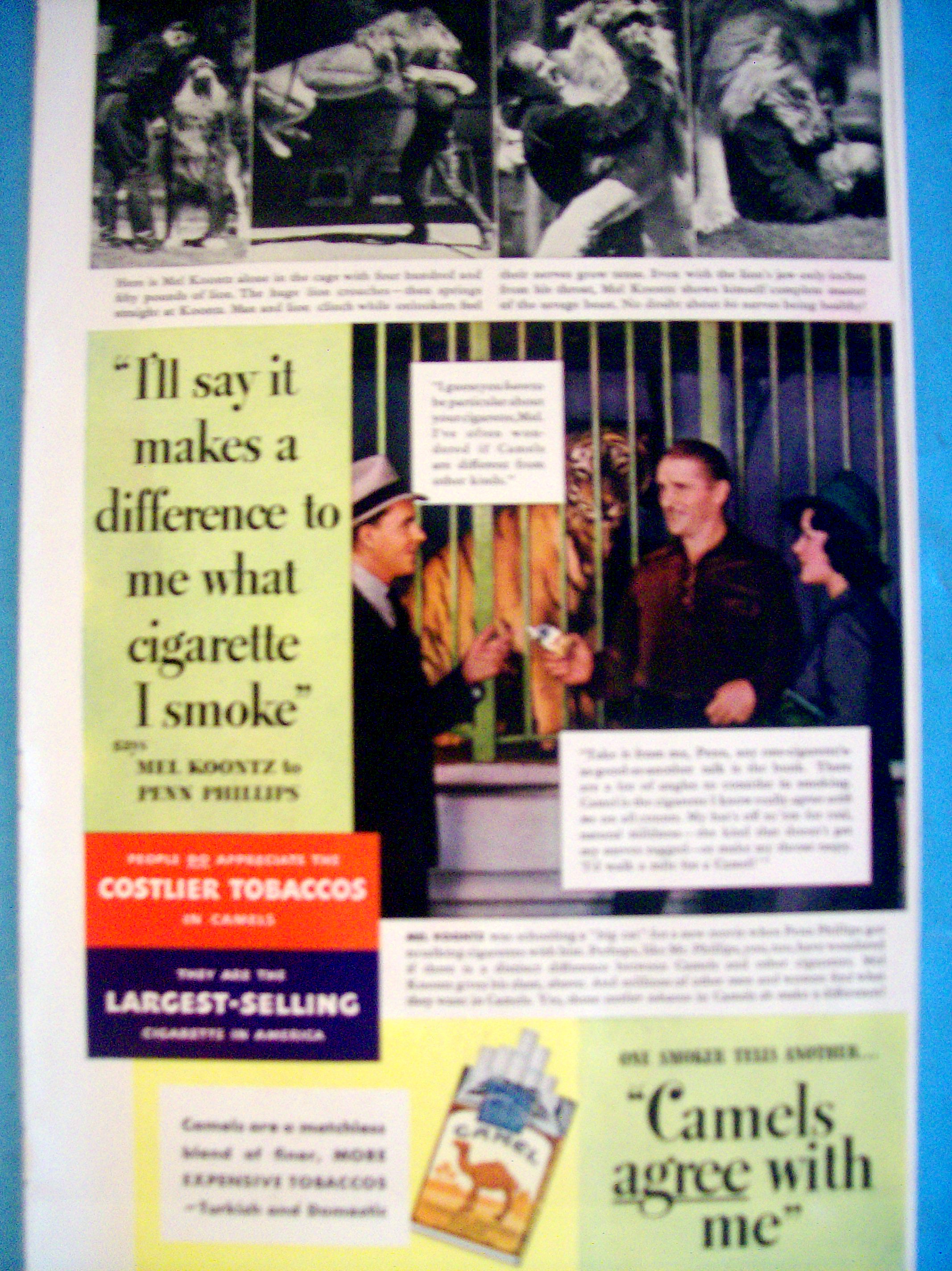 1938 Camel Cigarettes with Mel Koontz (Animal Tamer)