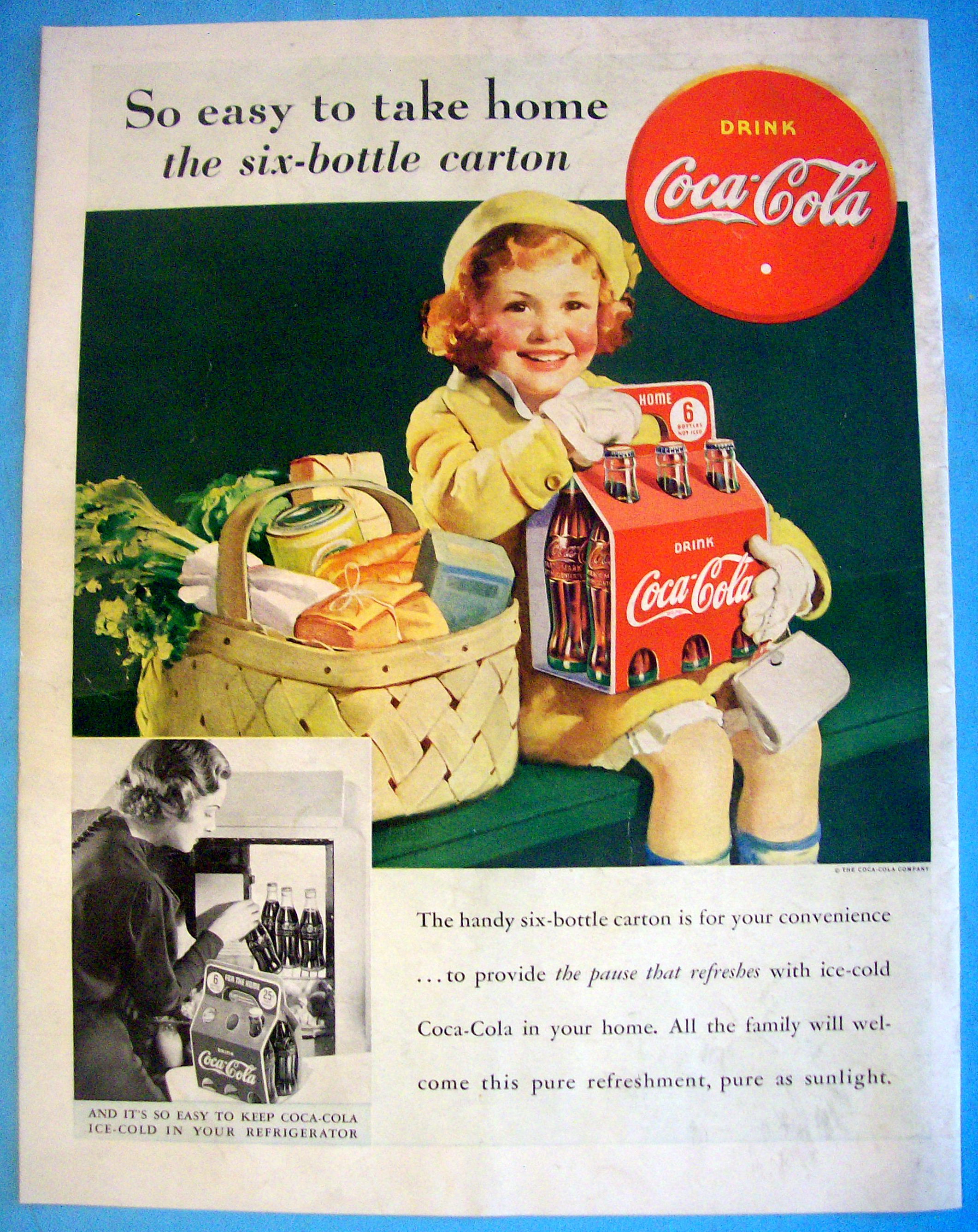 1938 Coca Cola (Coke) with Little Girl & Six Pack