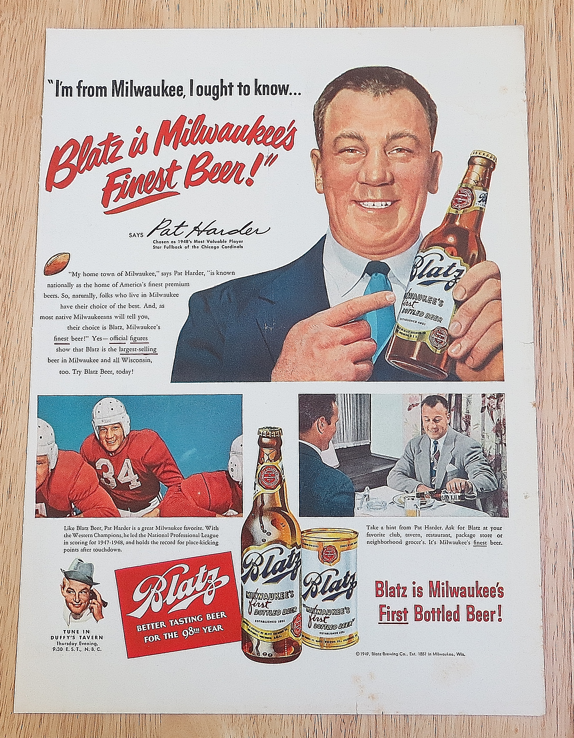 1949 Blatz Beer With Pat Harder