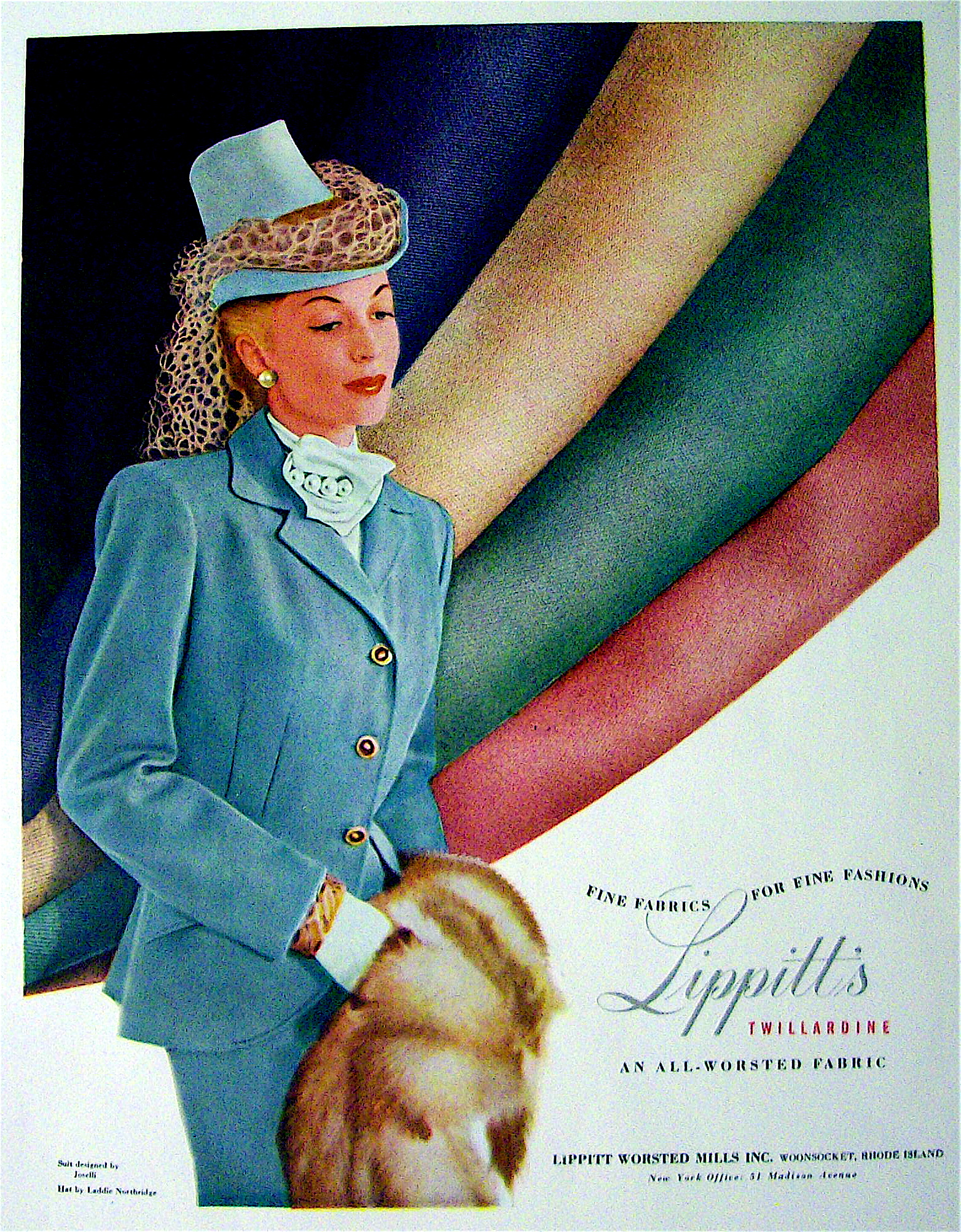 1948 Lippitt Twillardine Fabric w/ Woman in Suit