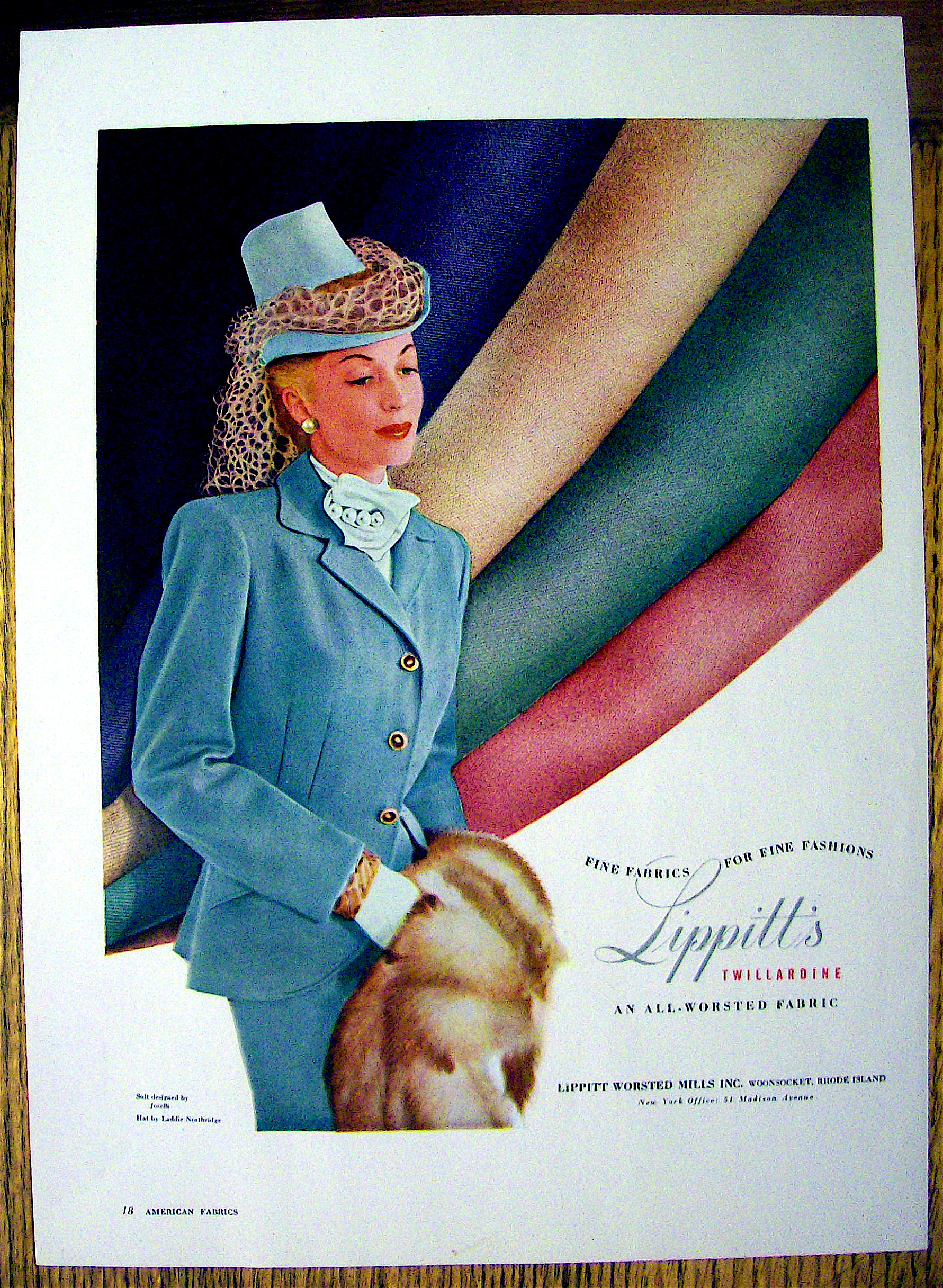 1948 Lippitt Twillardine Fabric w/ Woman in Suit