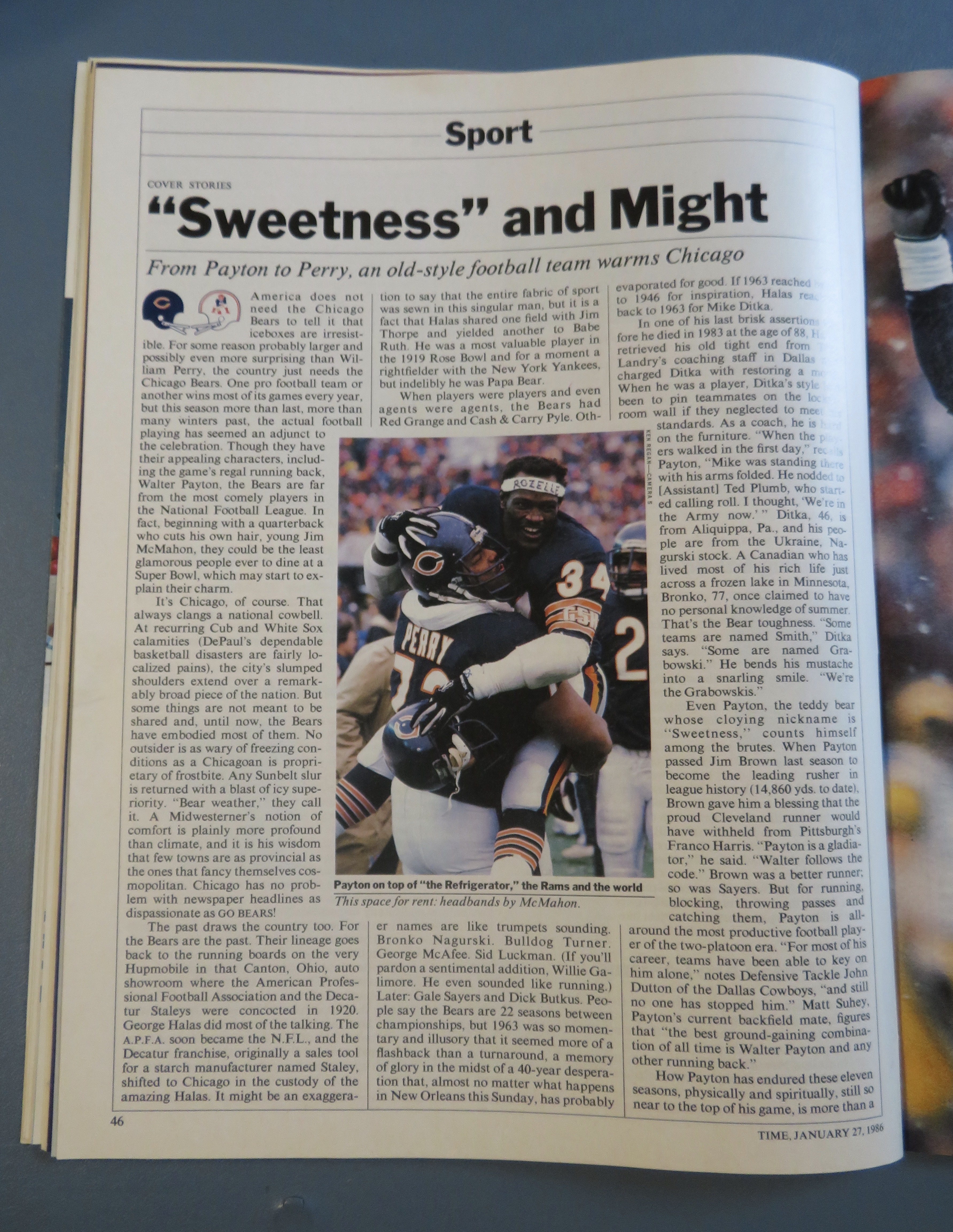 Time Magazine-January 27, 1986-Walter Payton