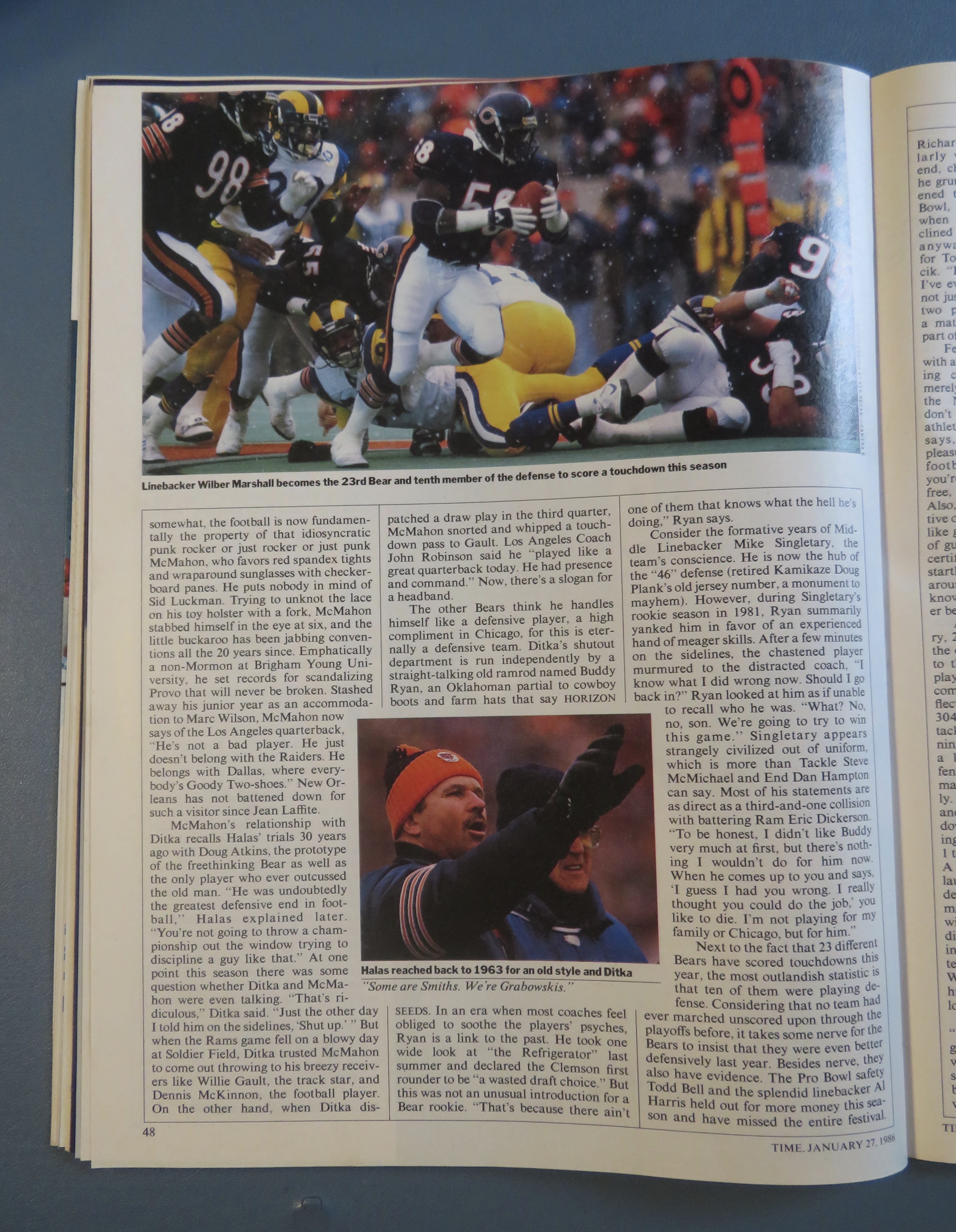 Time Magazine-January 27, 1986-Walter Payton
