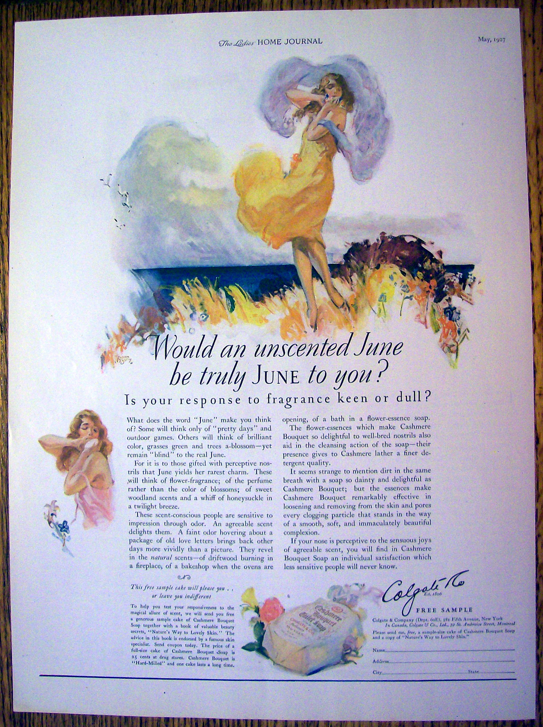 1927 Cashmere Bouquet Toilet Soap with Woman
