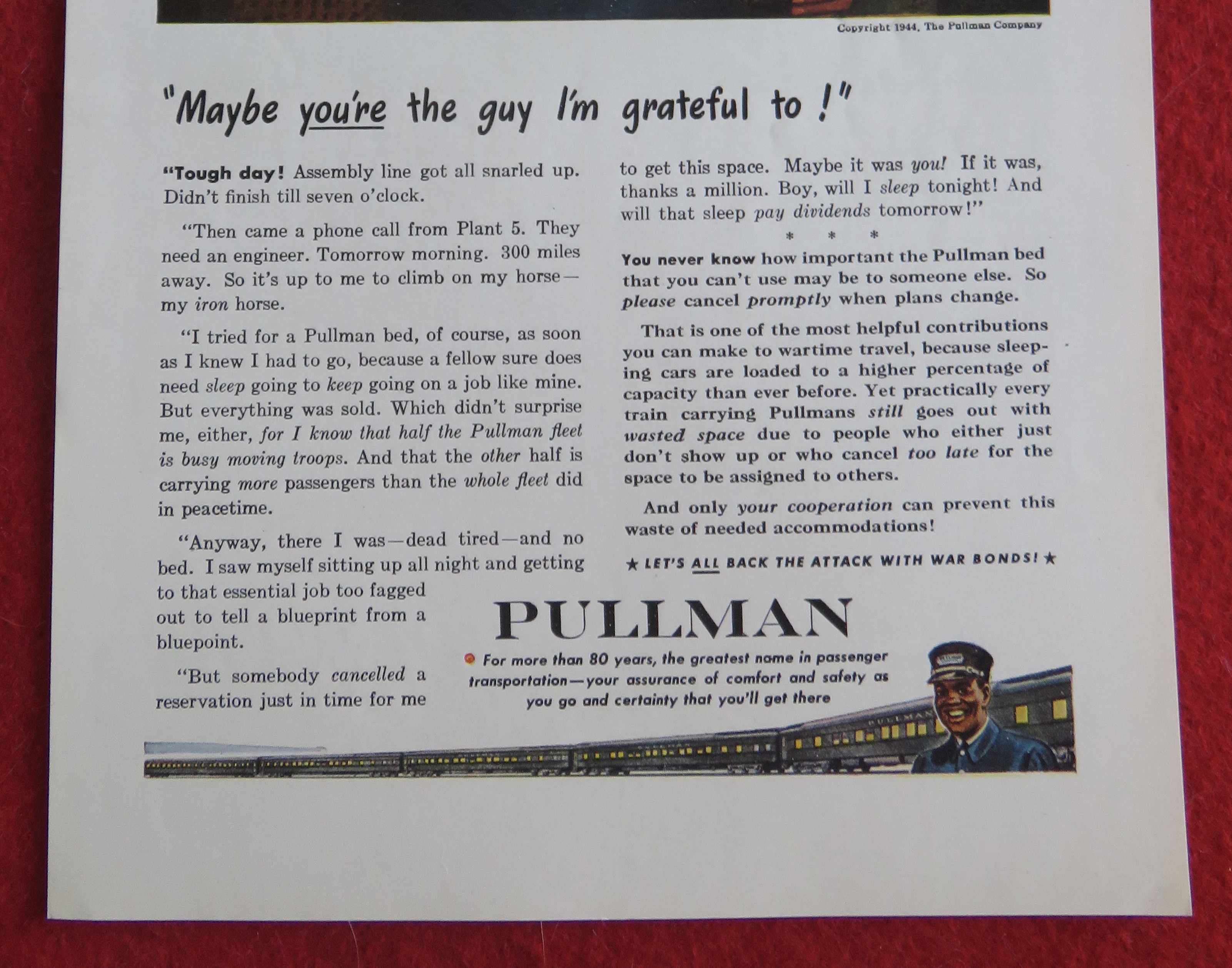 1944 Pullman Company with Man Taking Off His Shoe