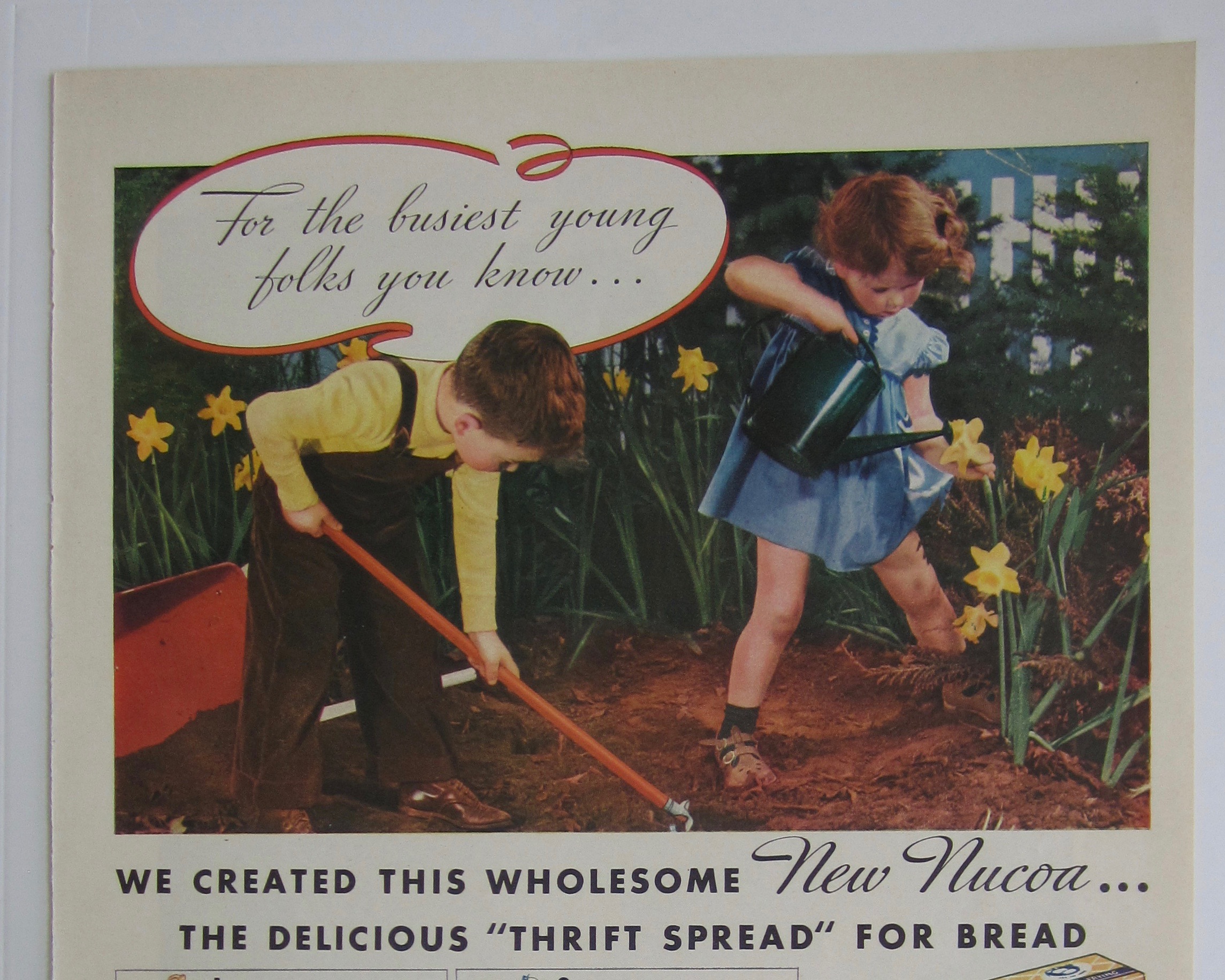 1937 Nucoa Margarine with Two Children Gardening
