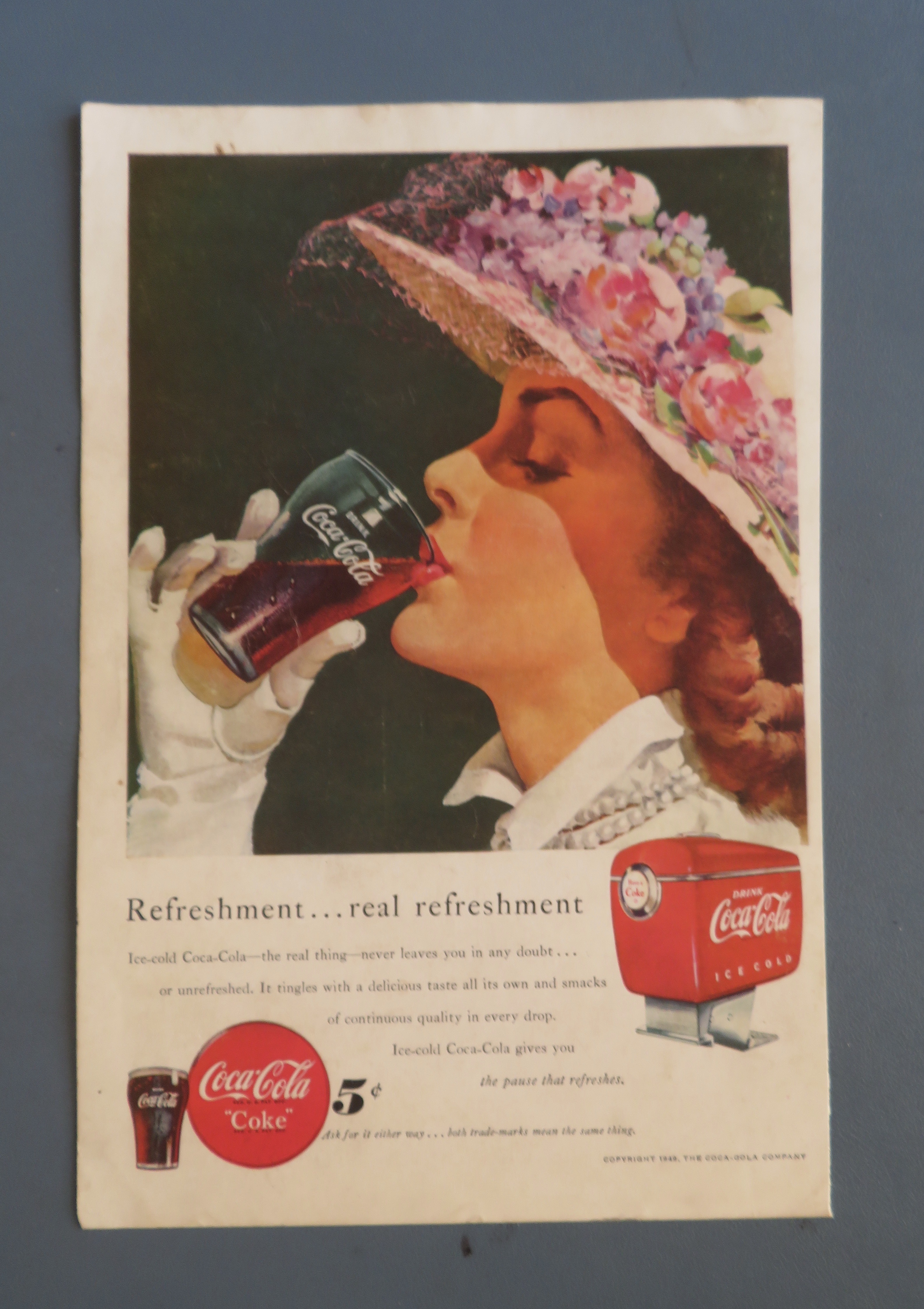 1949 Coca Cola (Coke) with Woman Drinking Glass of Coke