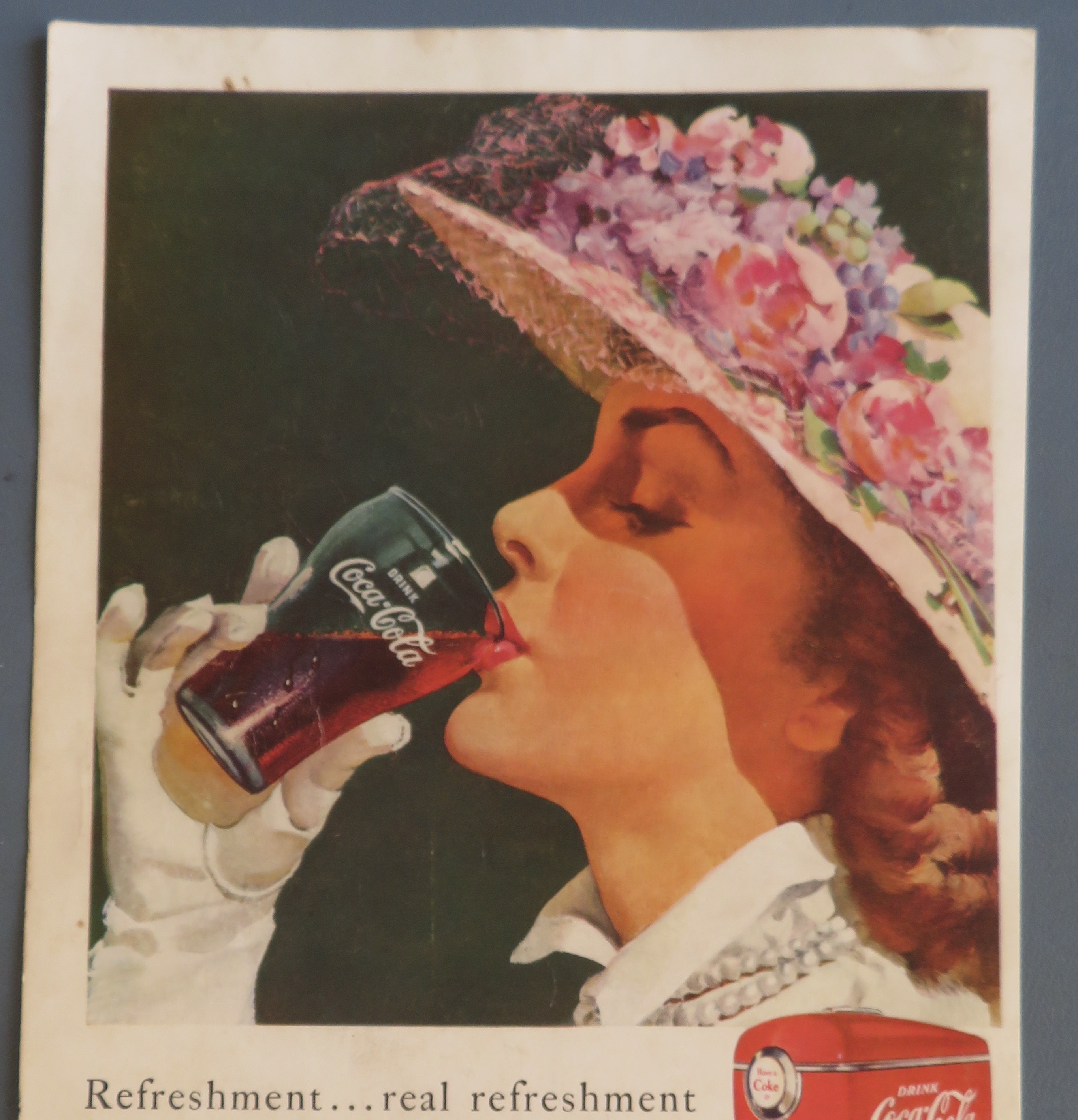 1949 Coca Cola (Coke) with Woman Drinking Glass of Coke