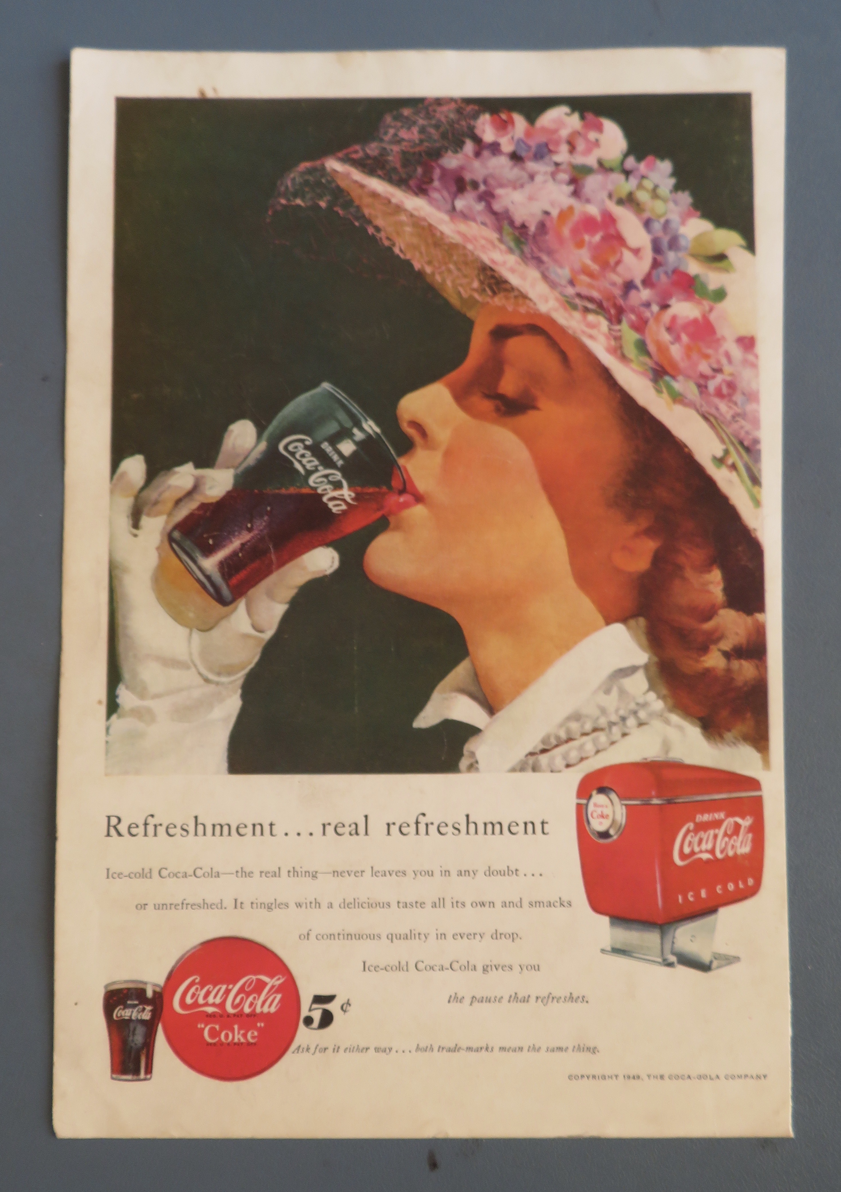 1949 Coca Cola (Coke) with Woman Drinking Glass of Coke