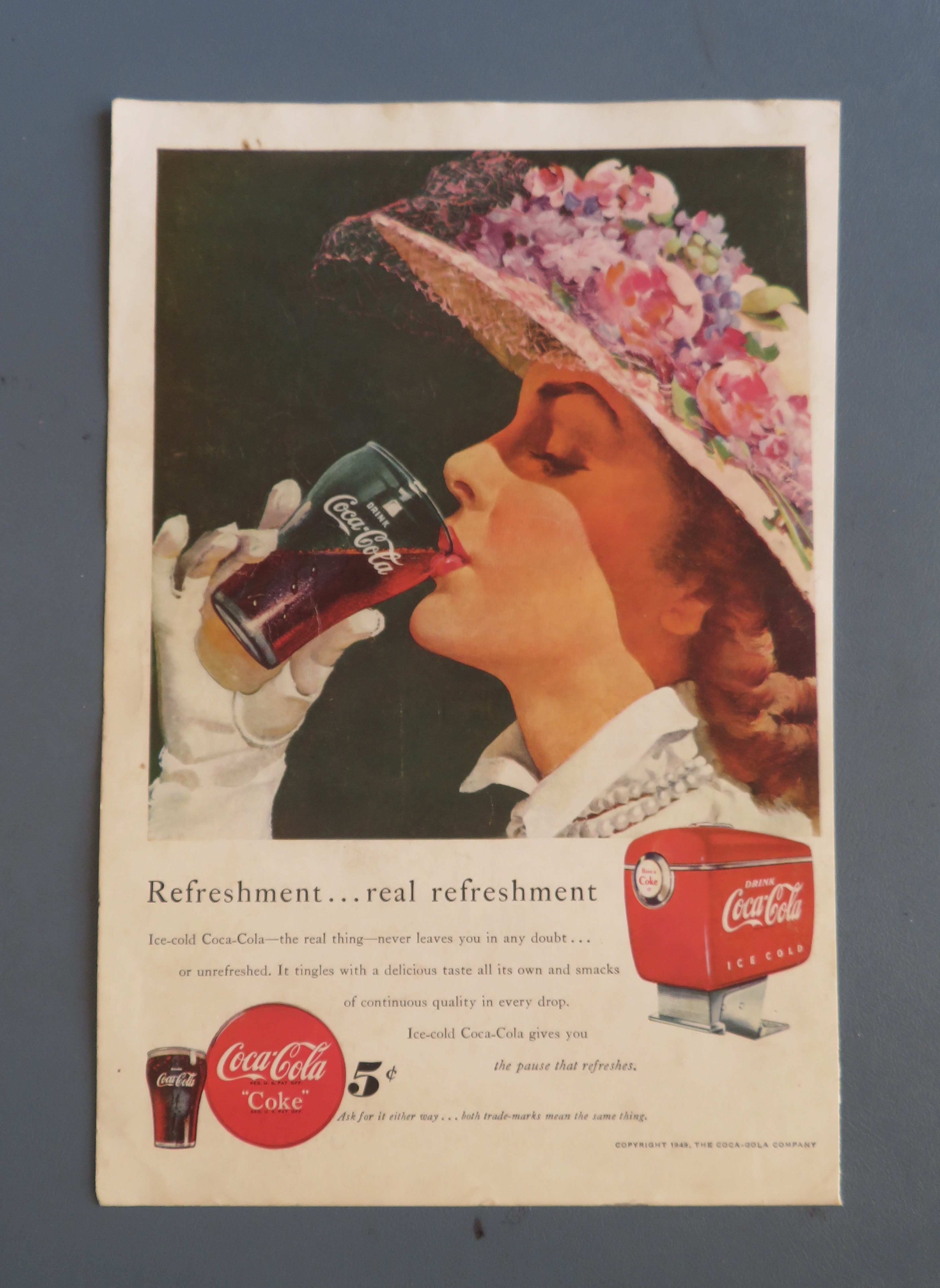 1949 Coca Cola (Coke) with Woman Drinking Glass of Coke