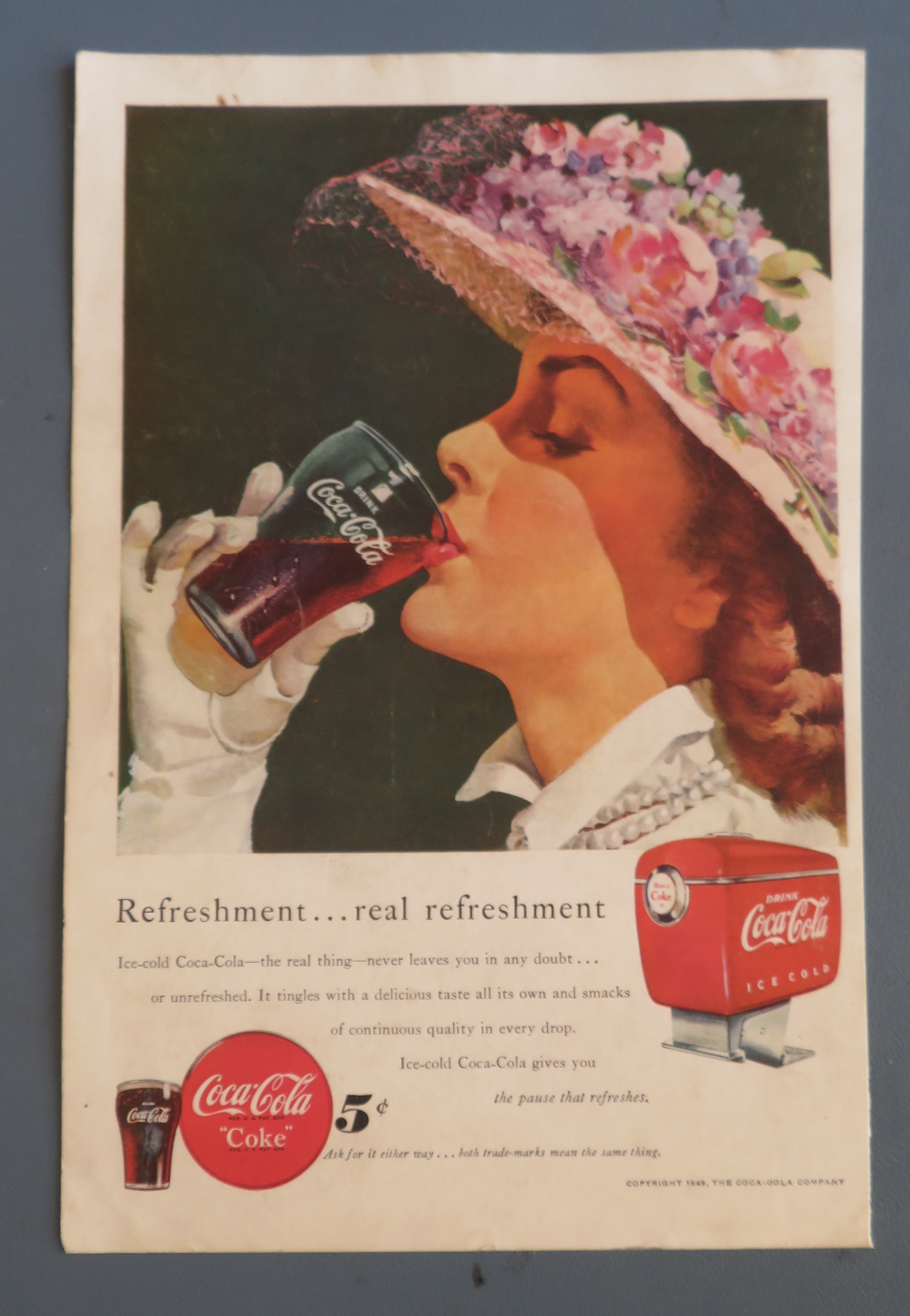 1949 Coca Cola (Coke) with Woman Drinking Glass of Coke