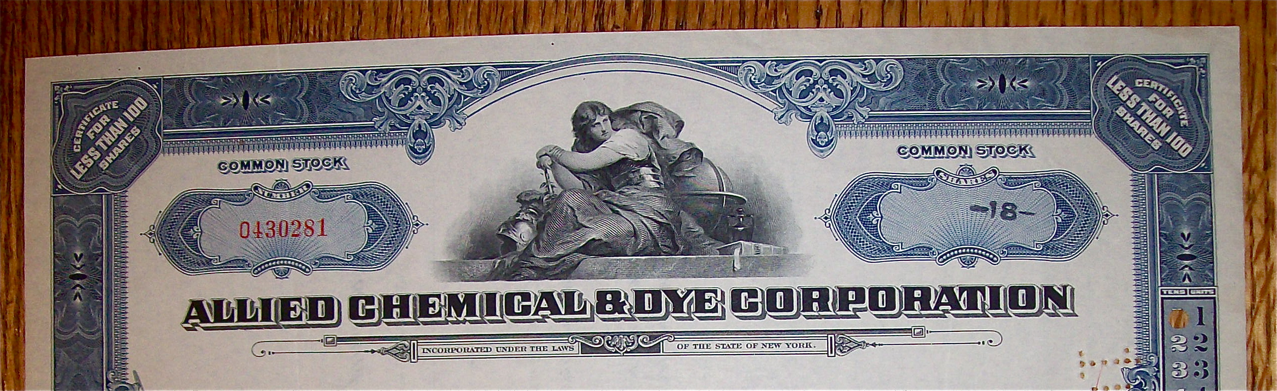 1950 Allied Chemical & Dye Corp Stock Certificate