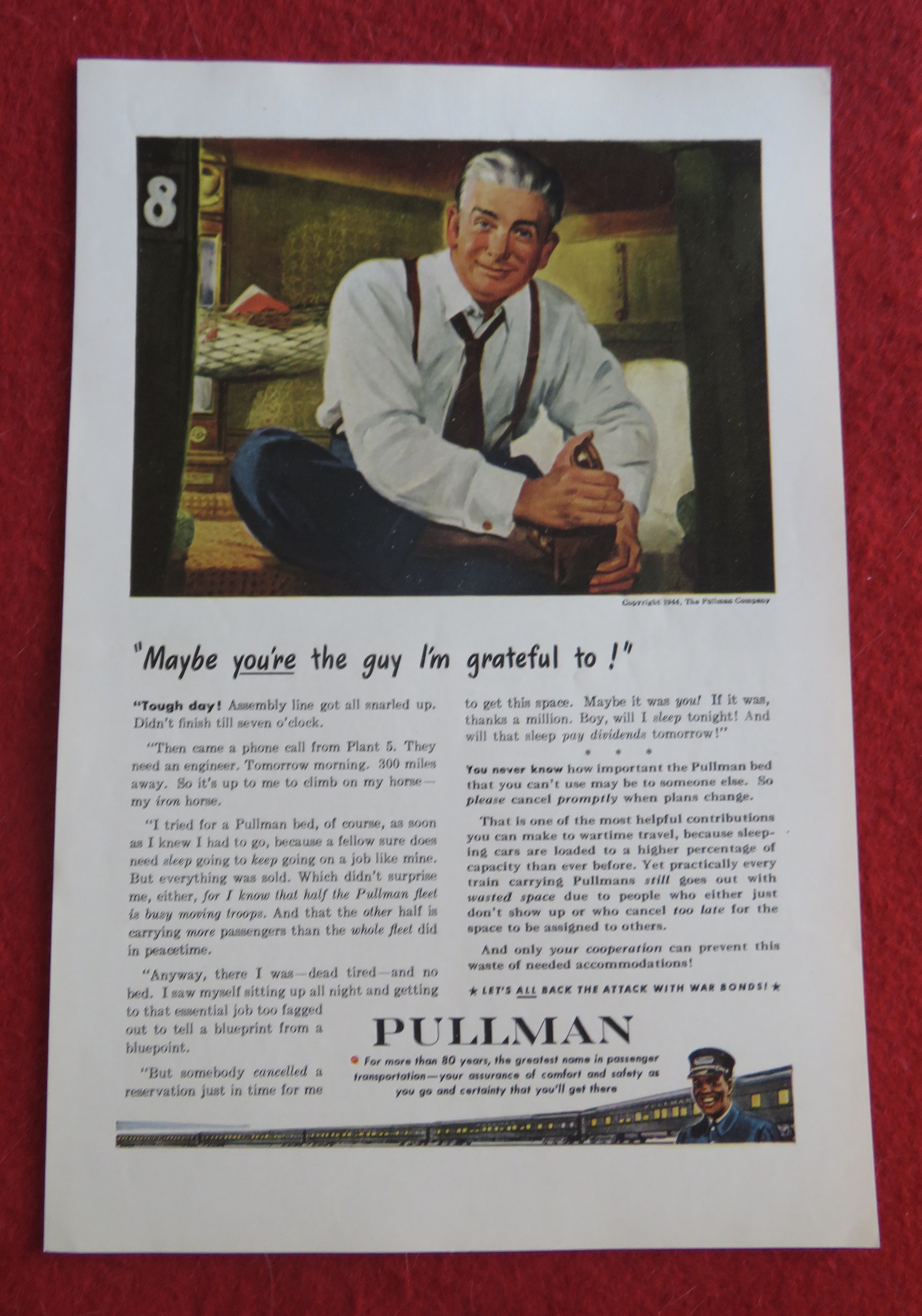 1944 Pullman Company with Man Taking Off His Shoe