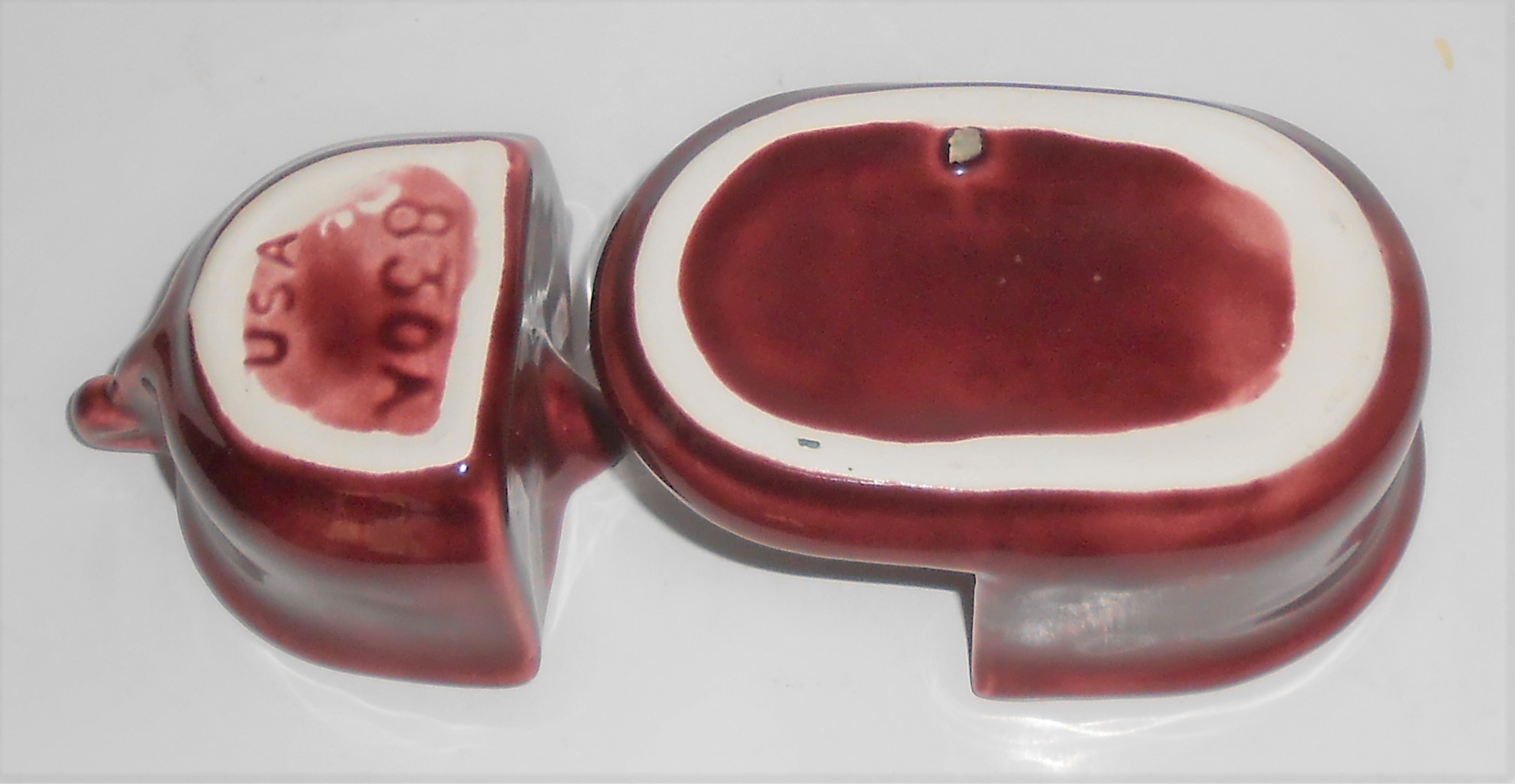 Camark Pottery Maroon Demitasse Creamer/Sugar Bowl Set