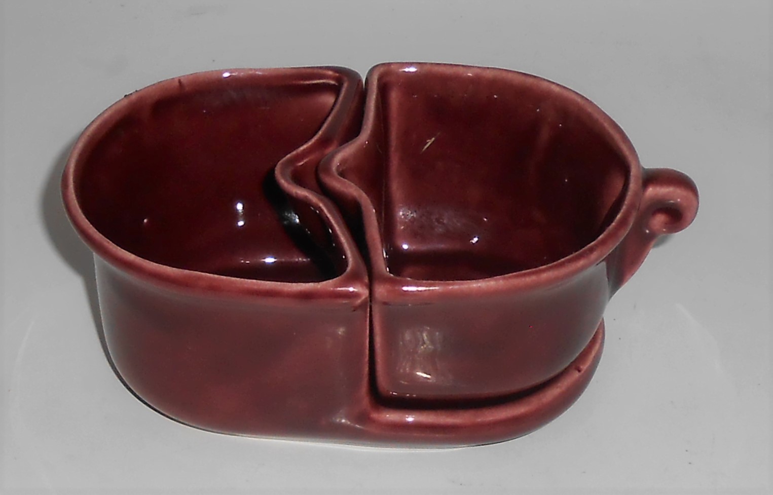 Camark Pottery Maroon Demitasse Creamer/Sugar Bowl Set