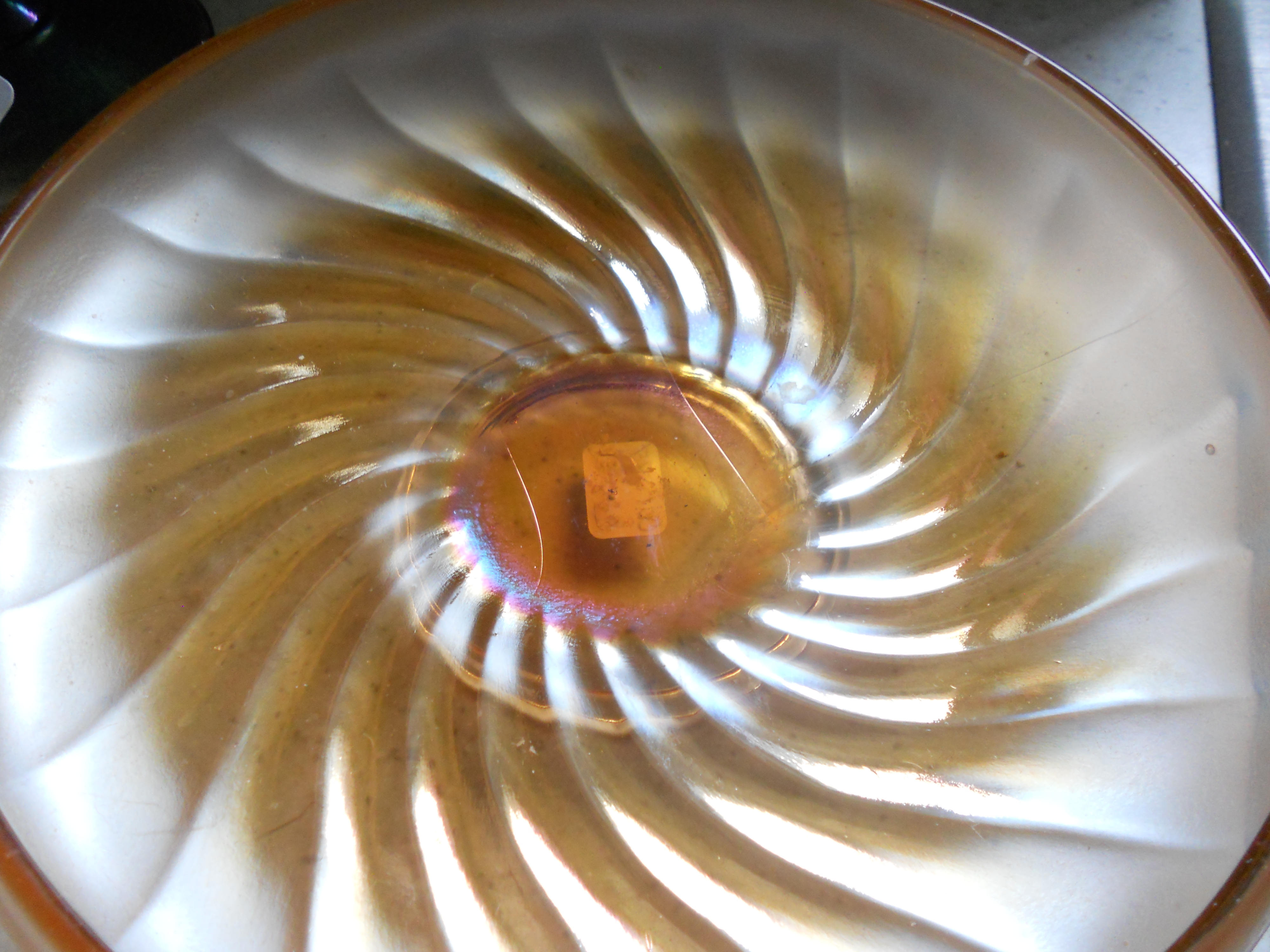 Carnival Glass Bowl W/ Swirled Pattern