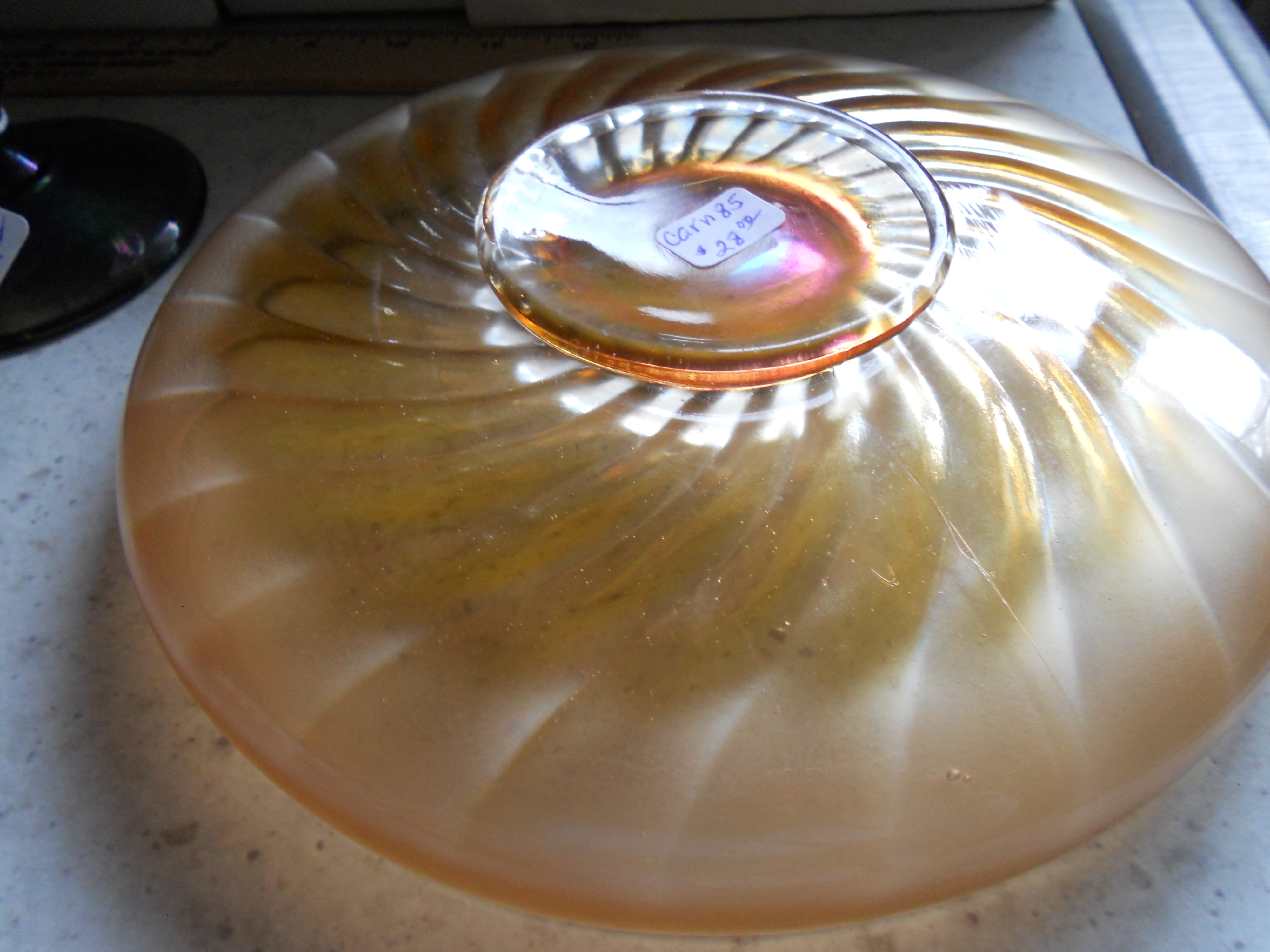Carnival Glass Bowl W/ Swirled Pattern
