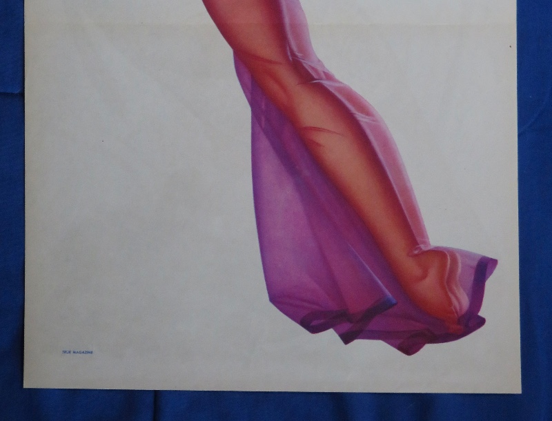 Original 1945 Sexy Blonde Pin Up Girl Wearing A Purple Nightgown While Talking On The Telephone By George Petty