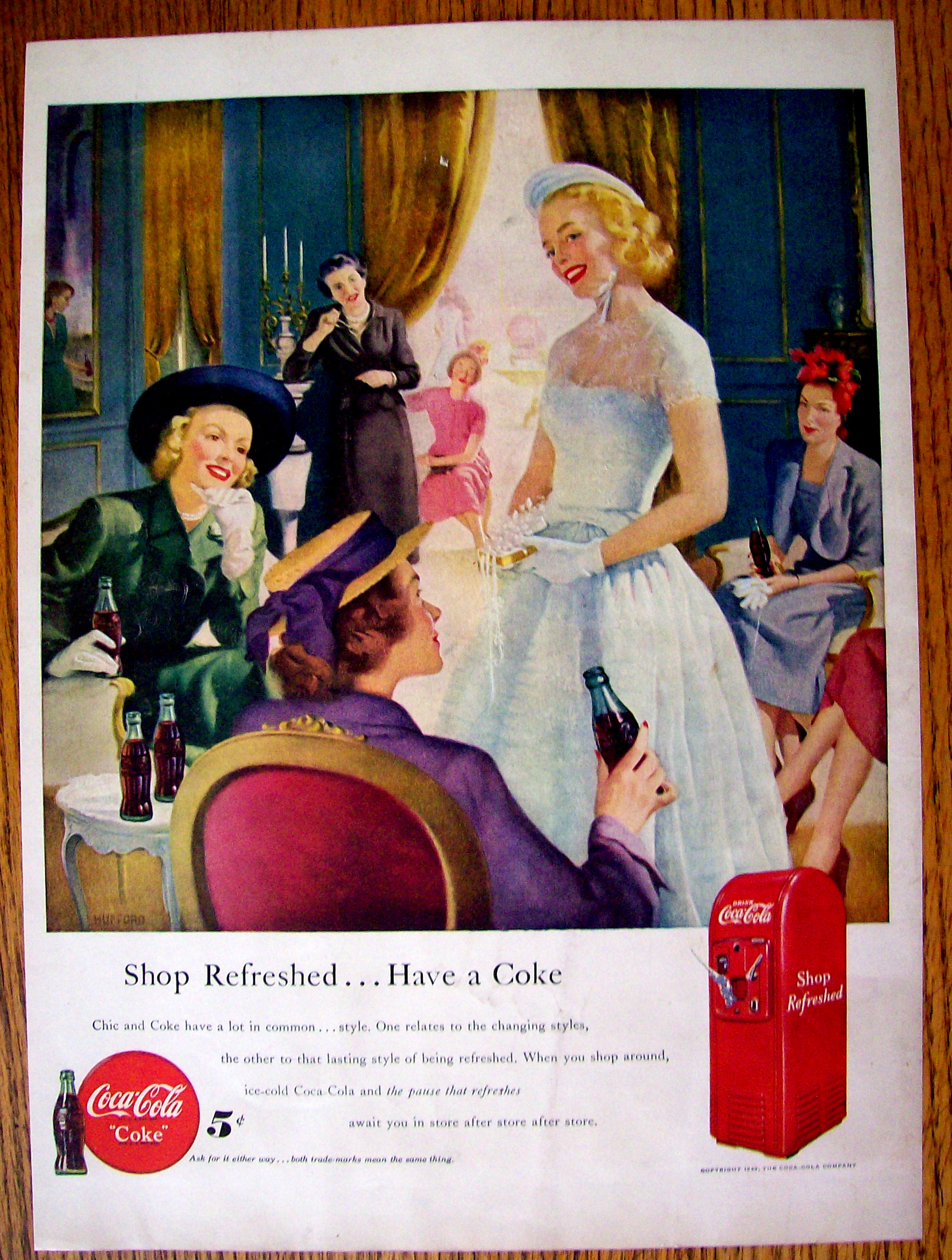 1949 Coca Cola (Coke) with Girls Sitting at a Table