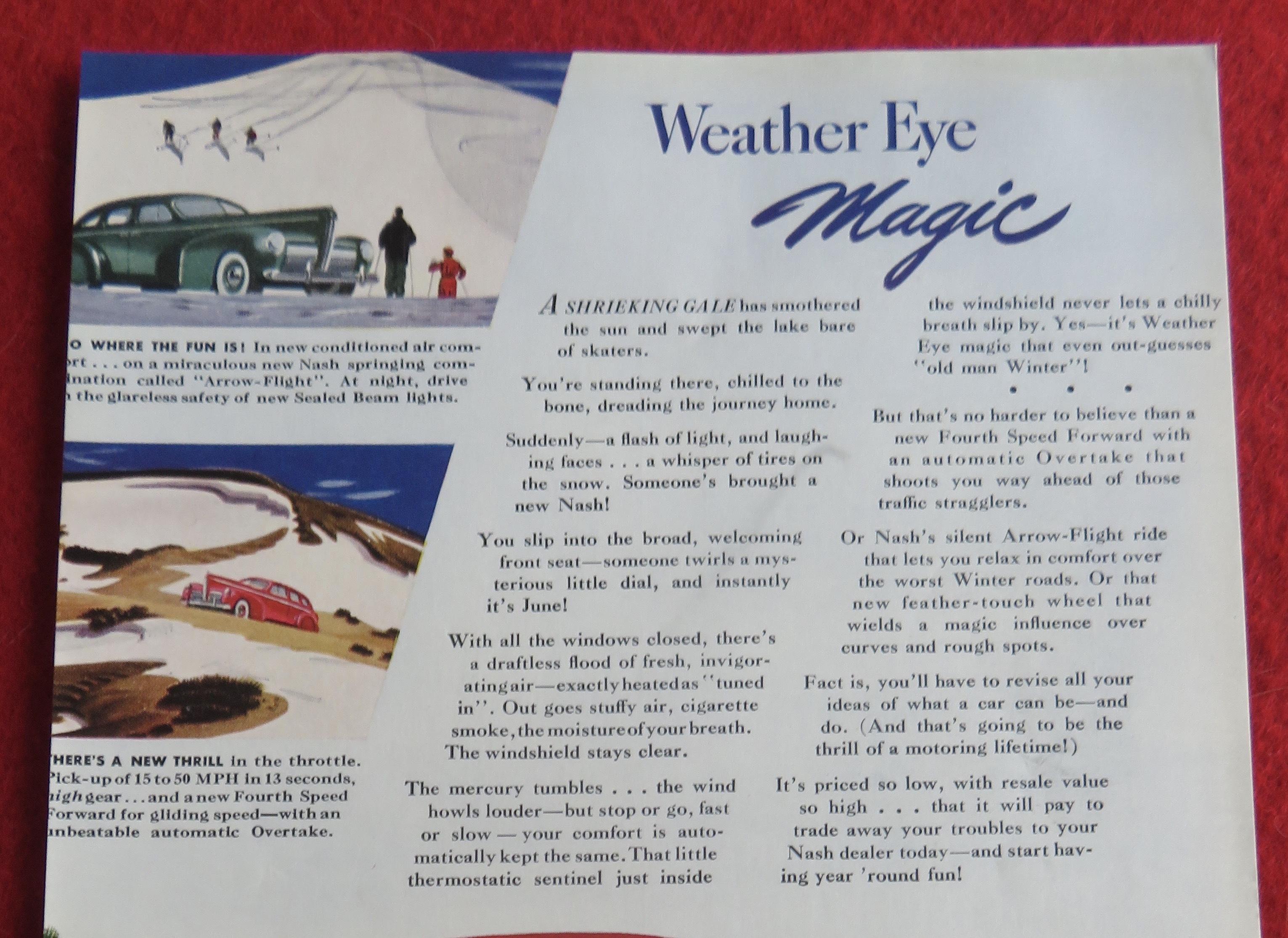 1940 Nash Automobile with Couple Going Skating