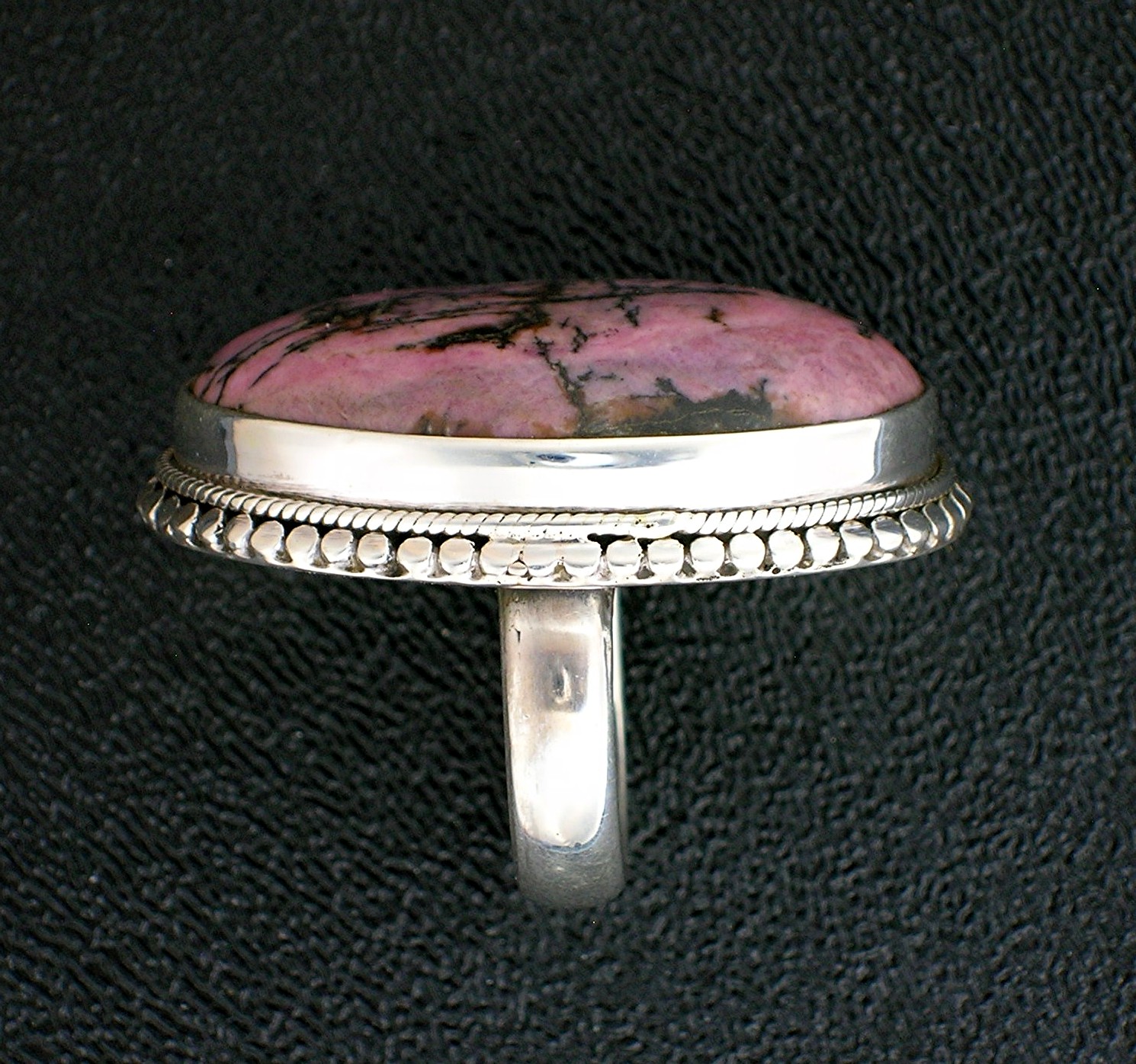 Sterling Silver Pink and Black Rhodolite Ring