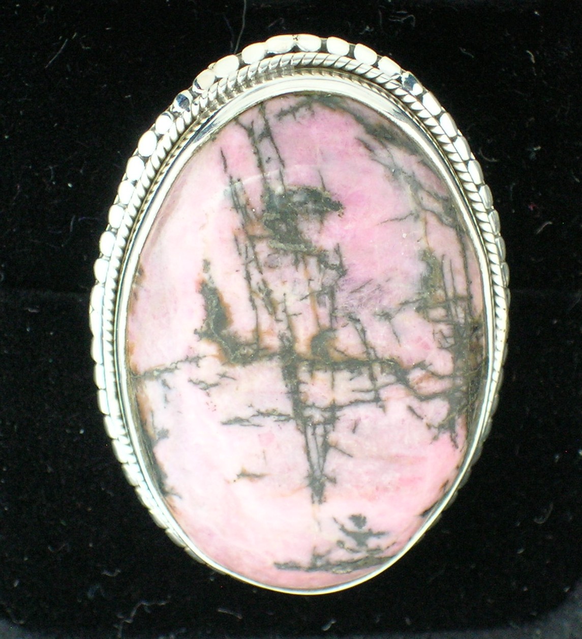 Sterling Silver Pink and Black Rhodolite Ring