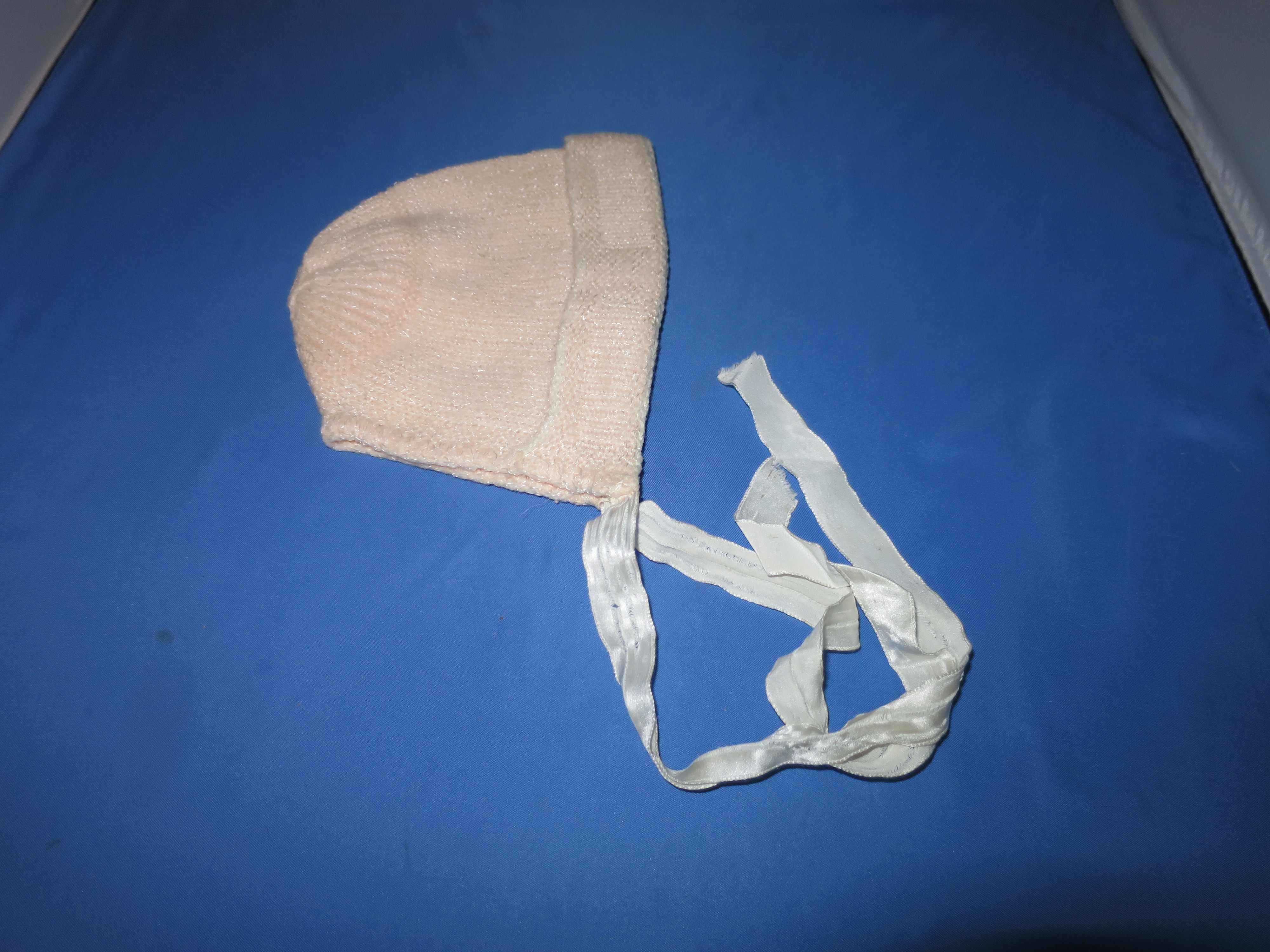 Vintage Hand Knit Baby Bonnet Pink