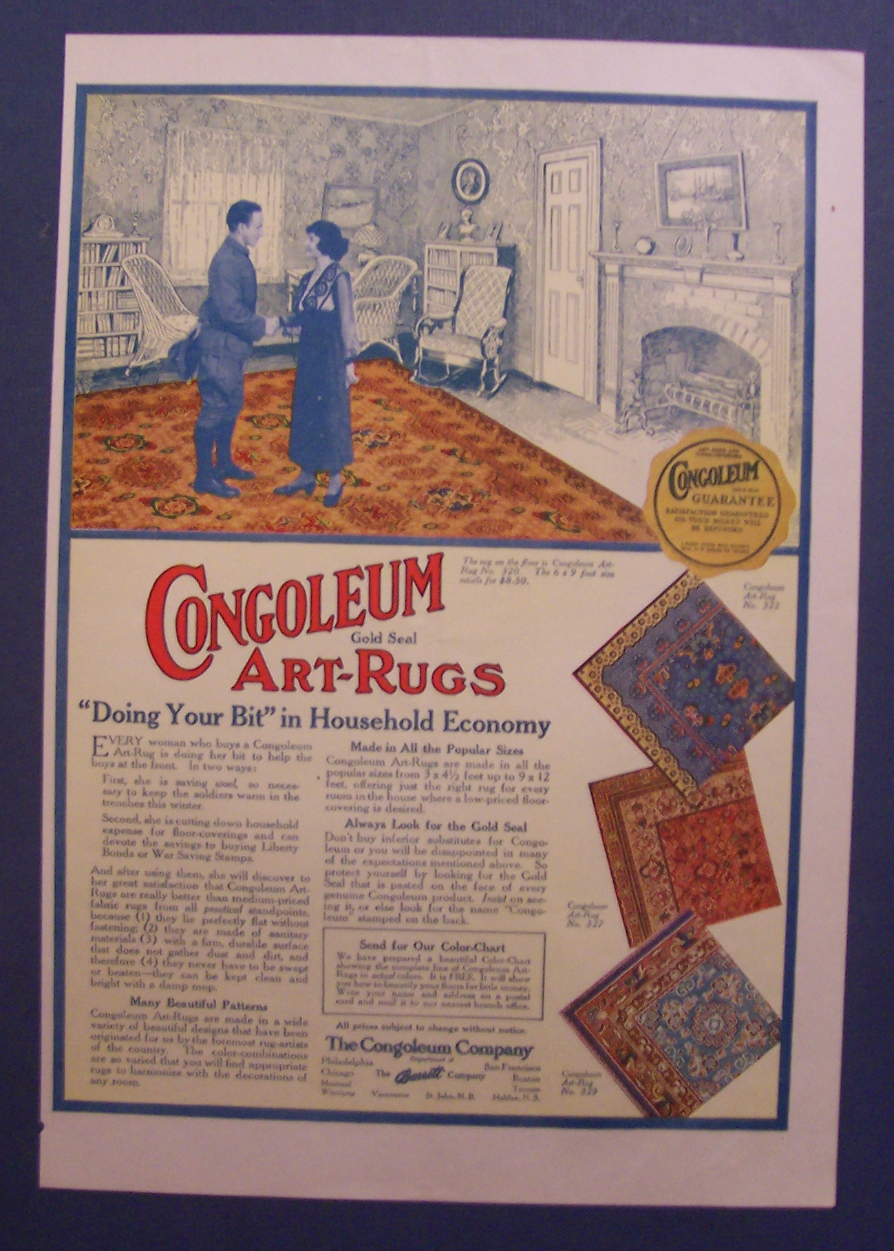 1918  Congoleum  Gold - Seal  Art - Rugs