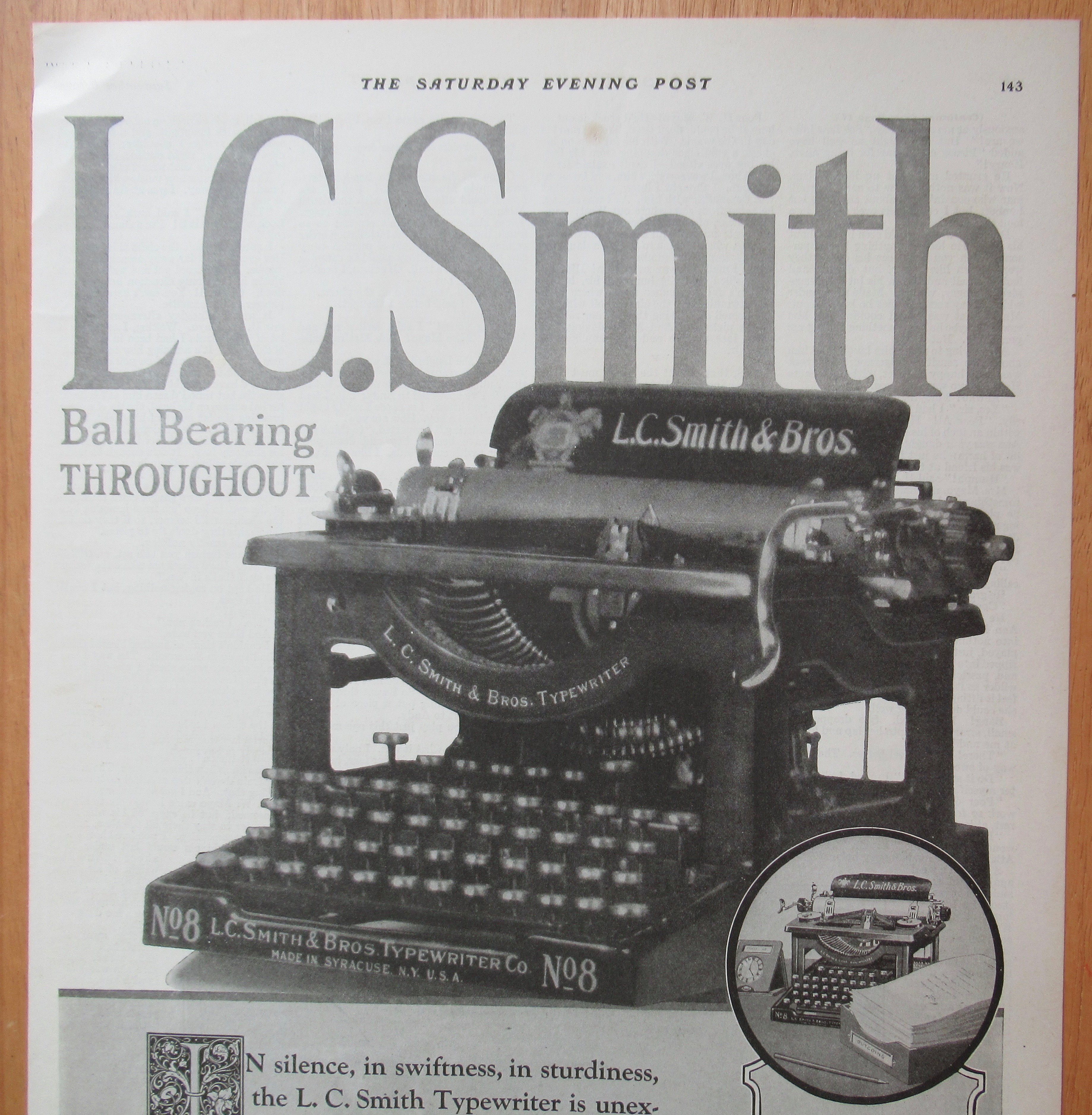 1923 L. C. Smith & Brothers Typewriter with Typewriter