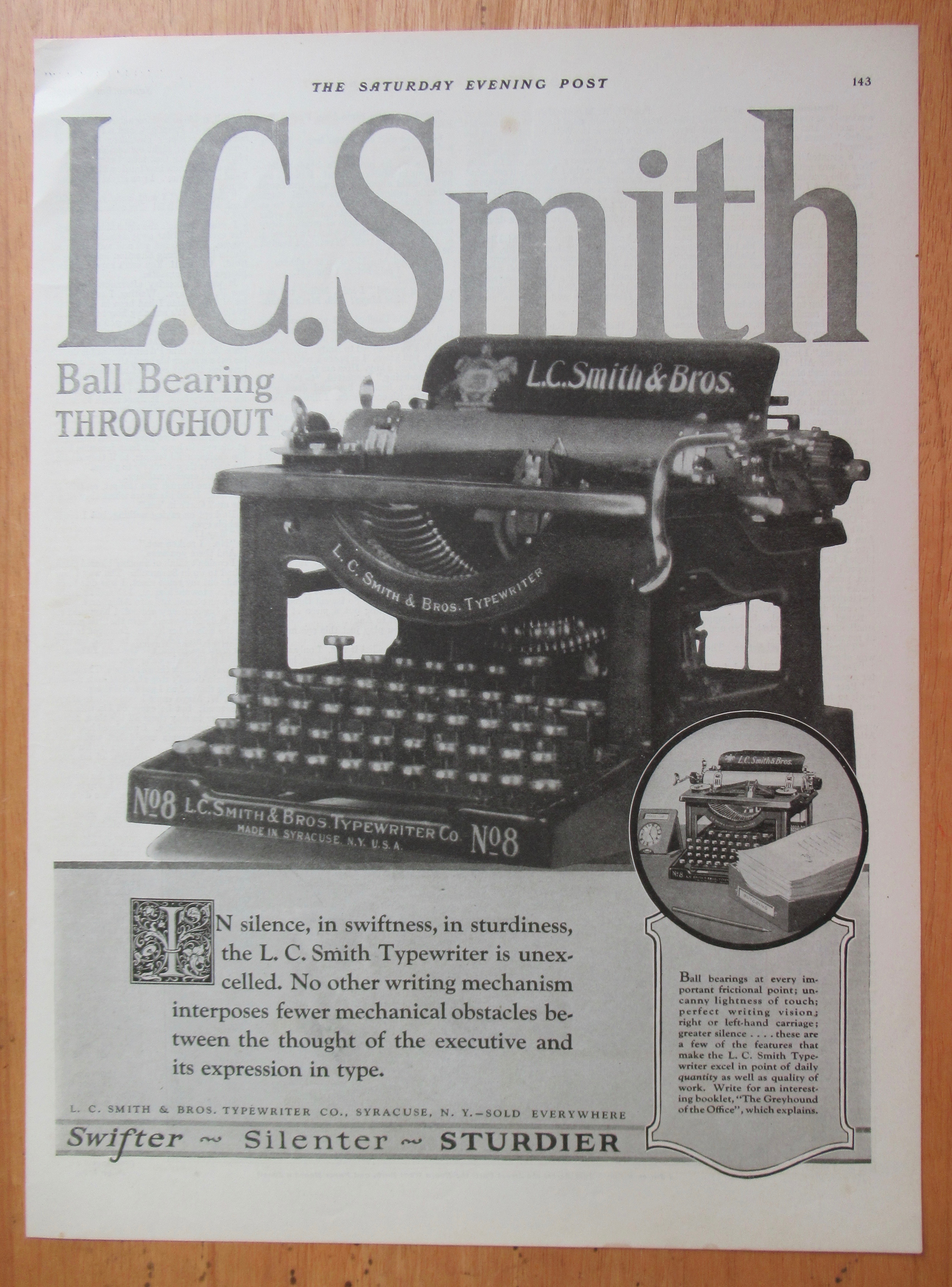 1923 L. C. Smith & Brothers Typewriter with Typewriter