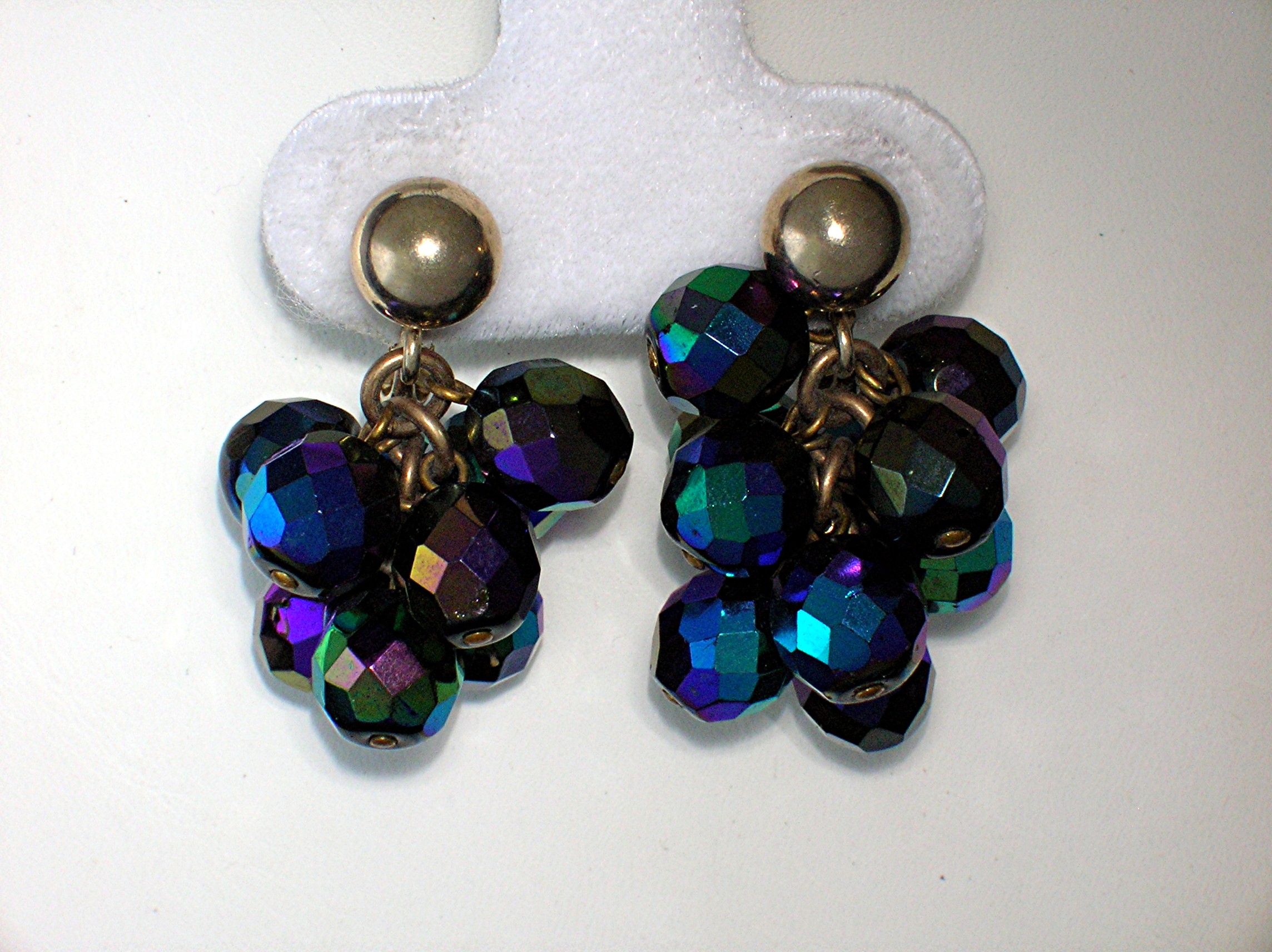 BERGERE Clip Earrings Blue/Green/Black Bead