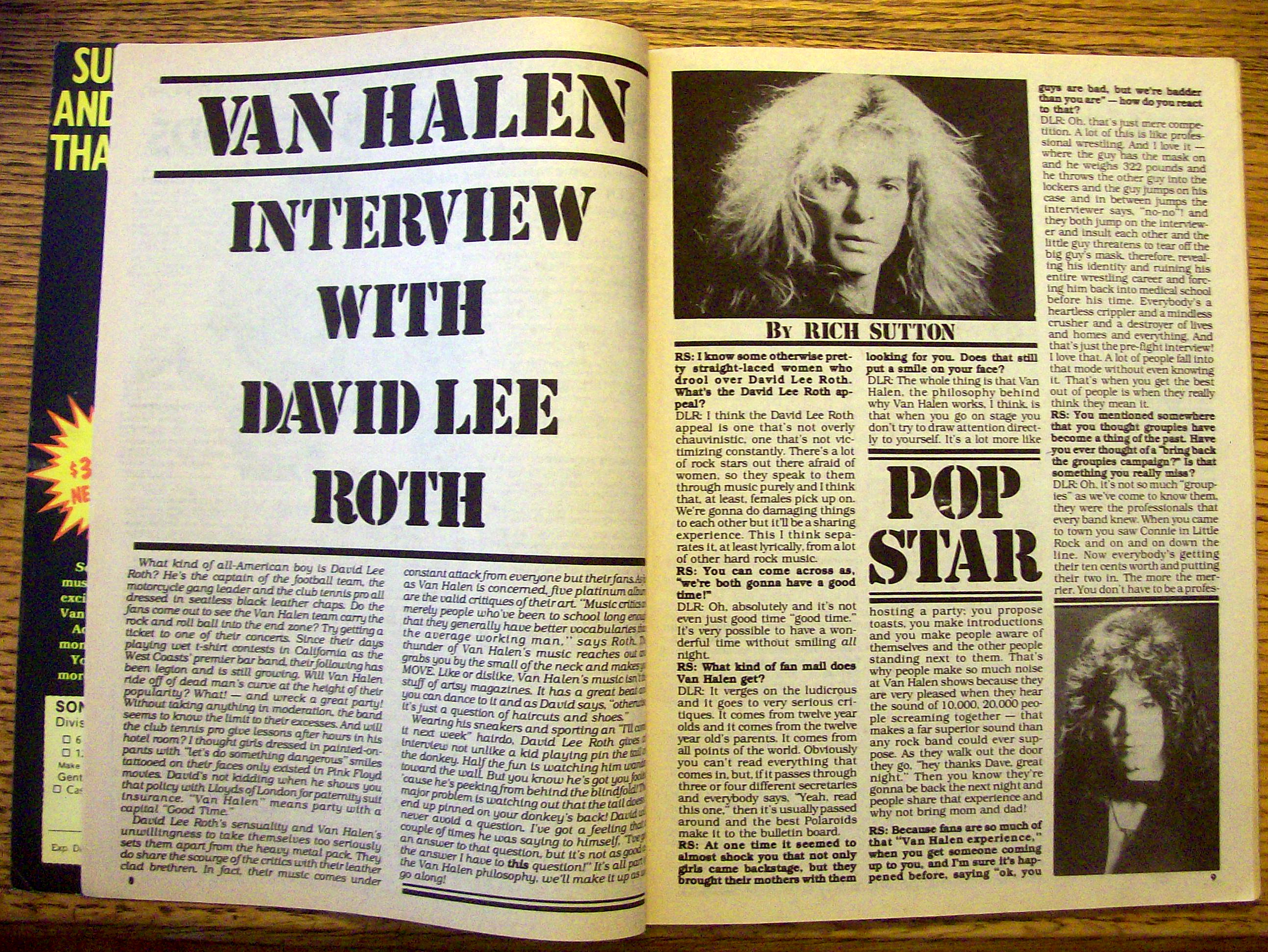 Song Hits Spring 1984 David Lee Roth