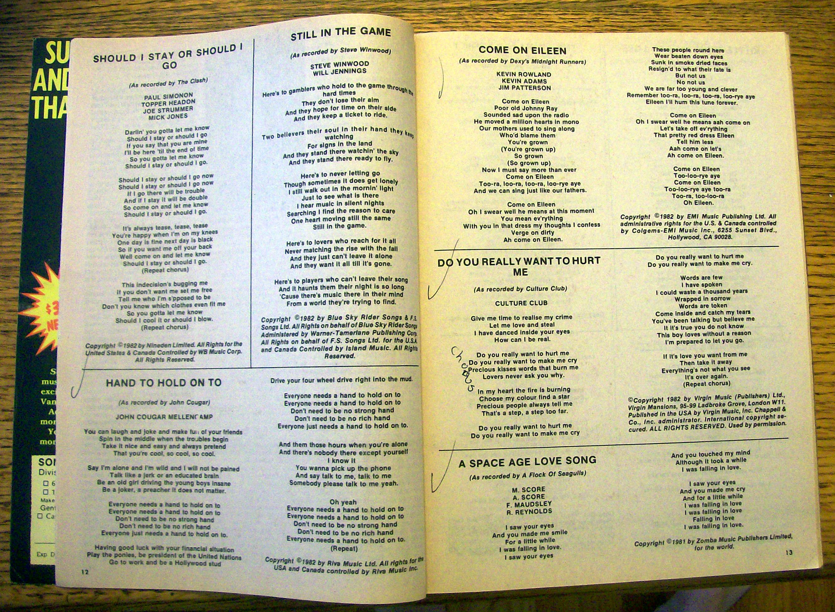 Song Hits Spring 1984 David Lee Roth