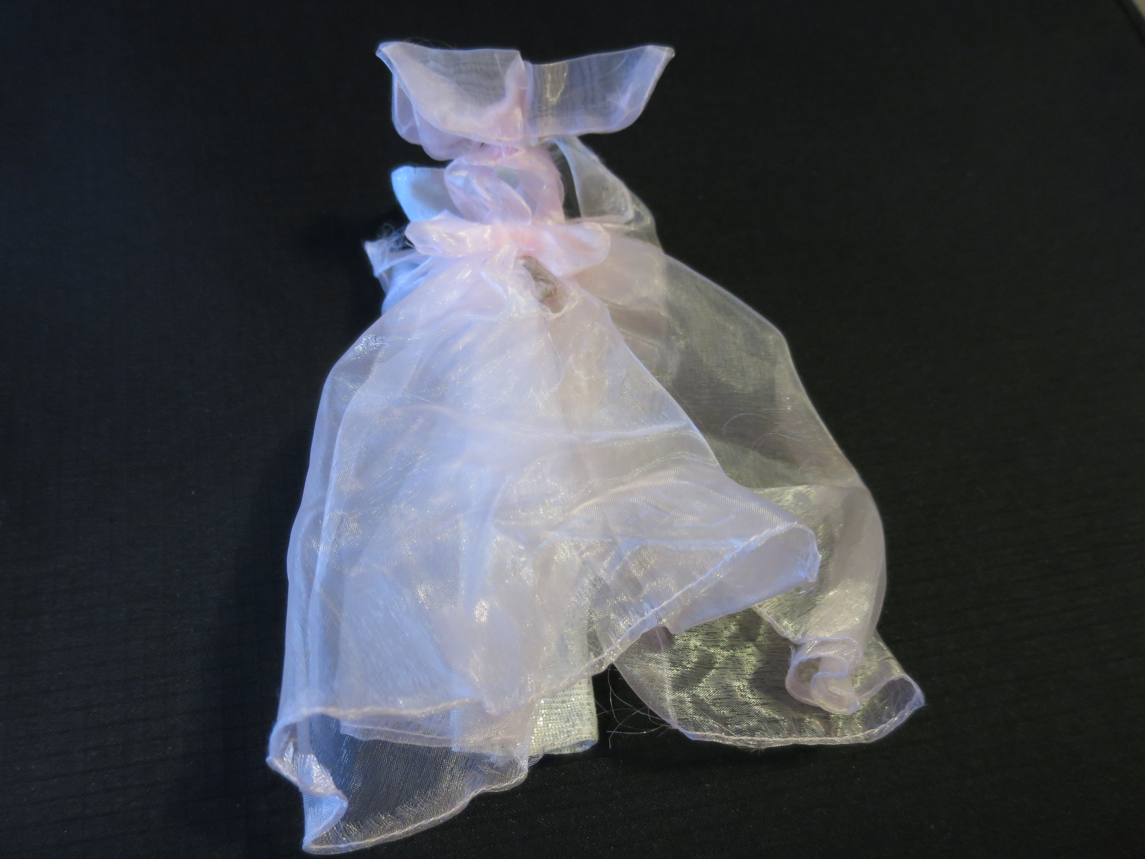 Mattel Barbie Accessories White gown silver metallic caped pink
