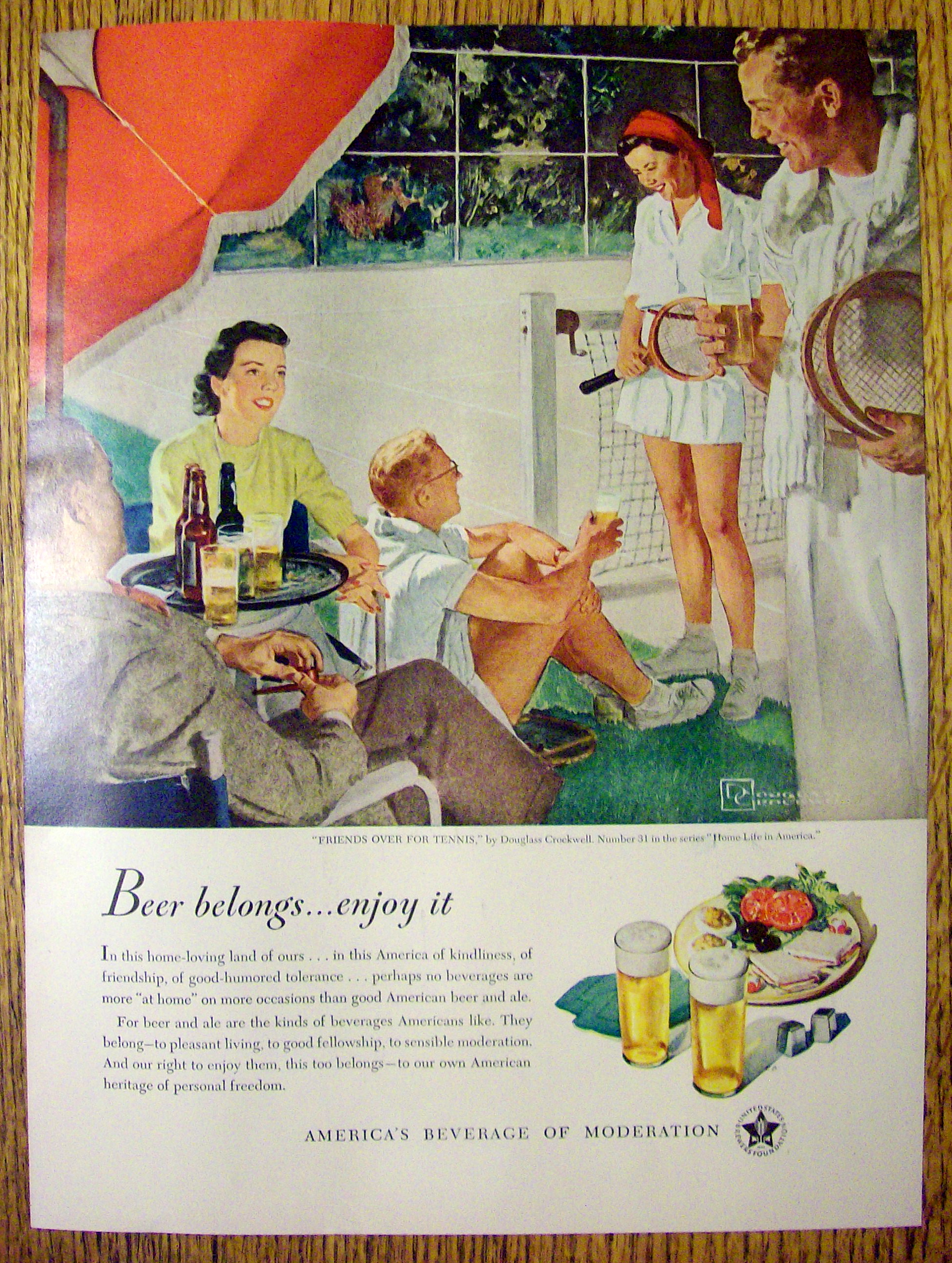 1949 Beer Ad By Douglas Rockwell (Friends & Tennis)